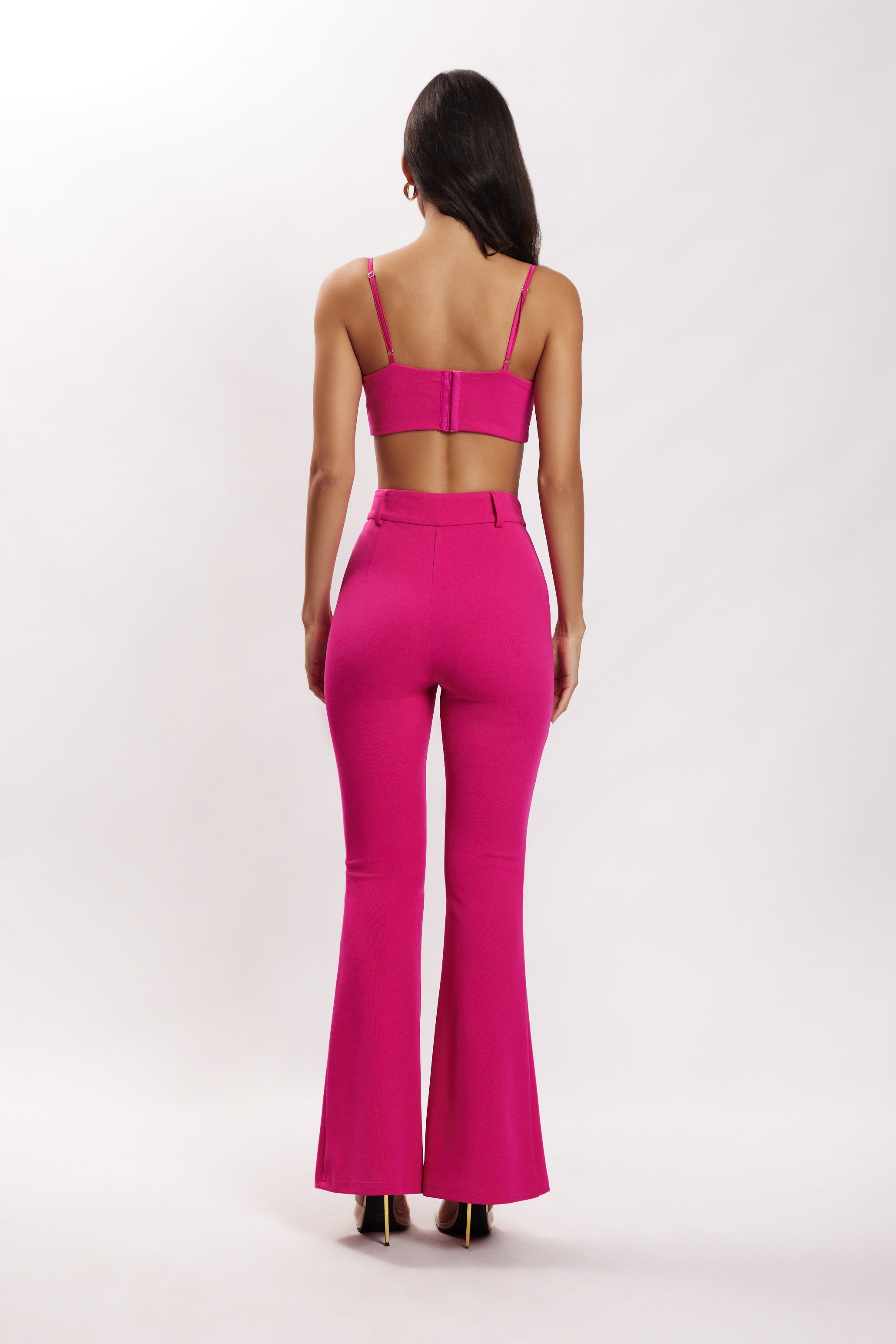 MESHKI Fiorella Flare Crepe Pants - Fuchsia