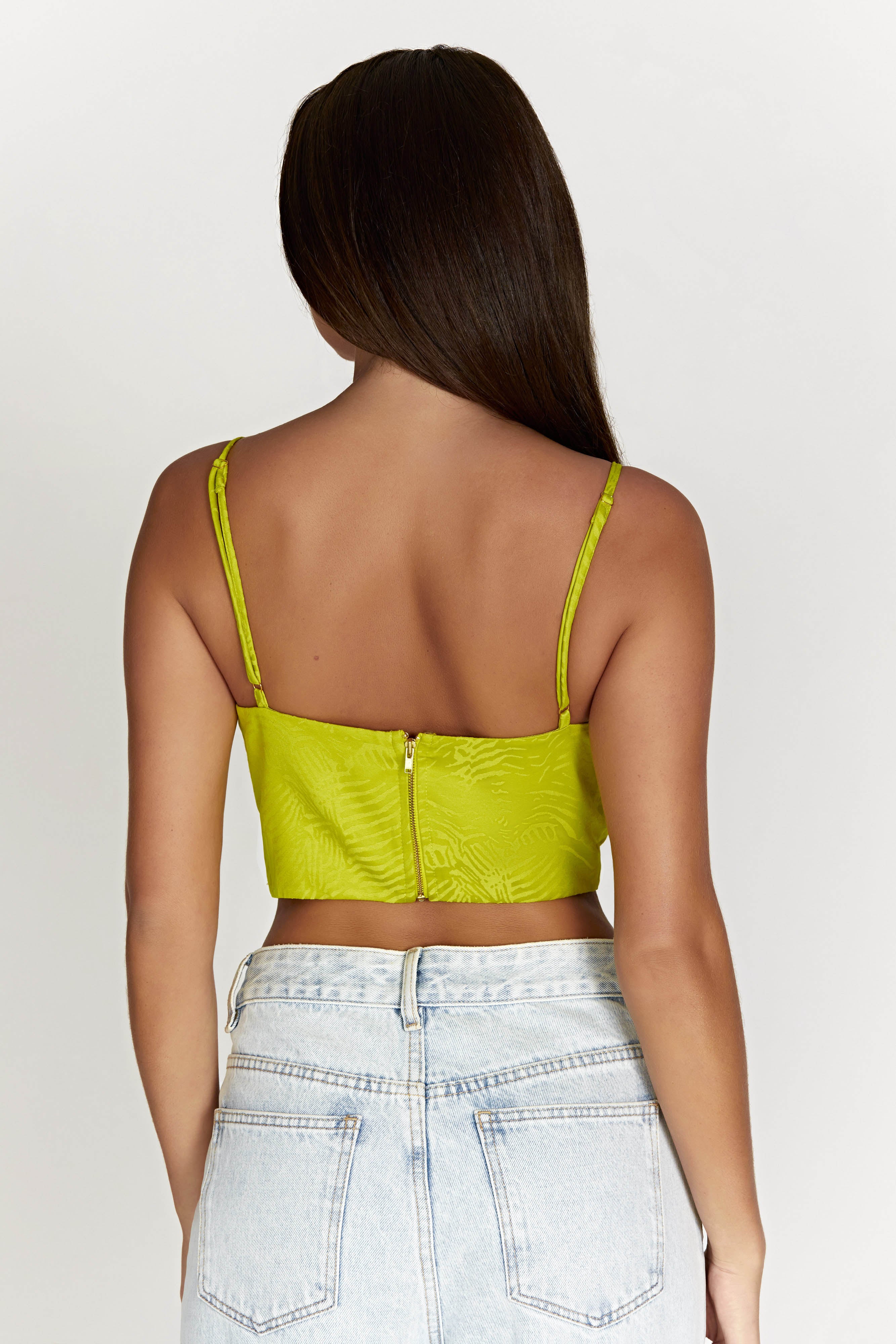 MESHKI Maggie Underwire Corset Top - Chartreuse