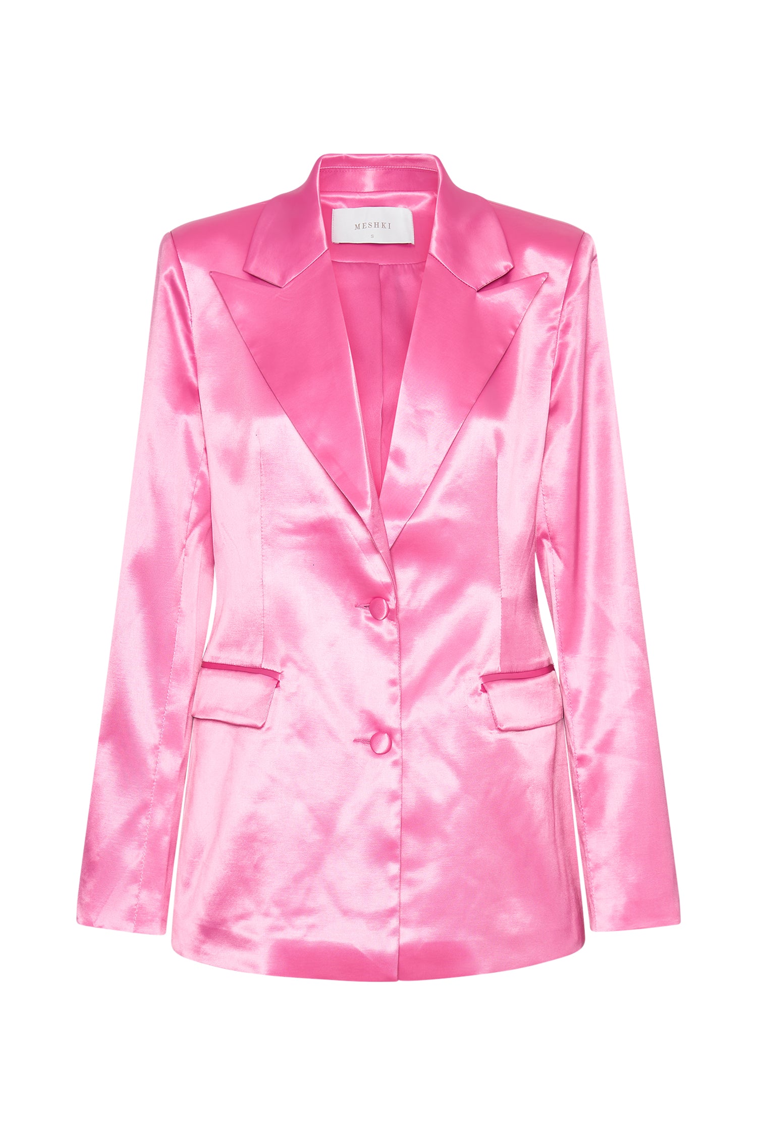 MESHKI Maeva Satin Blazer - Bubblegum Pink