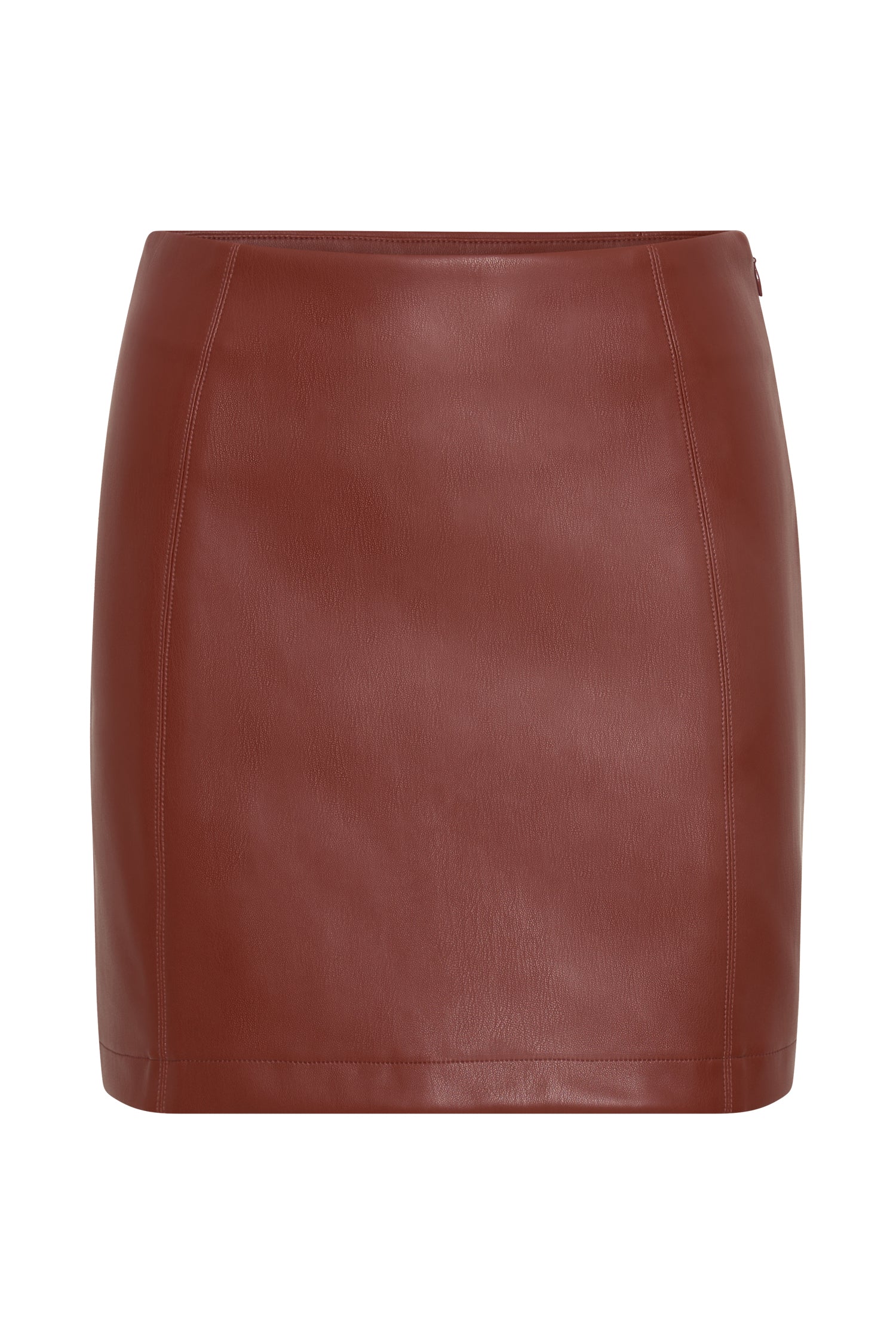 MESHKI Fawn Faux Leather Mini Skirt - Cherry Chocolate
