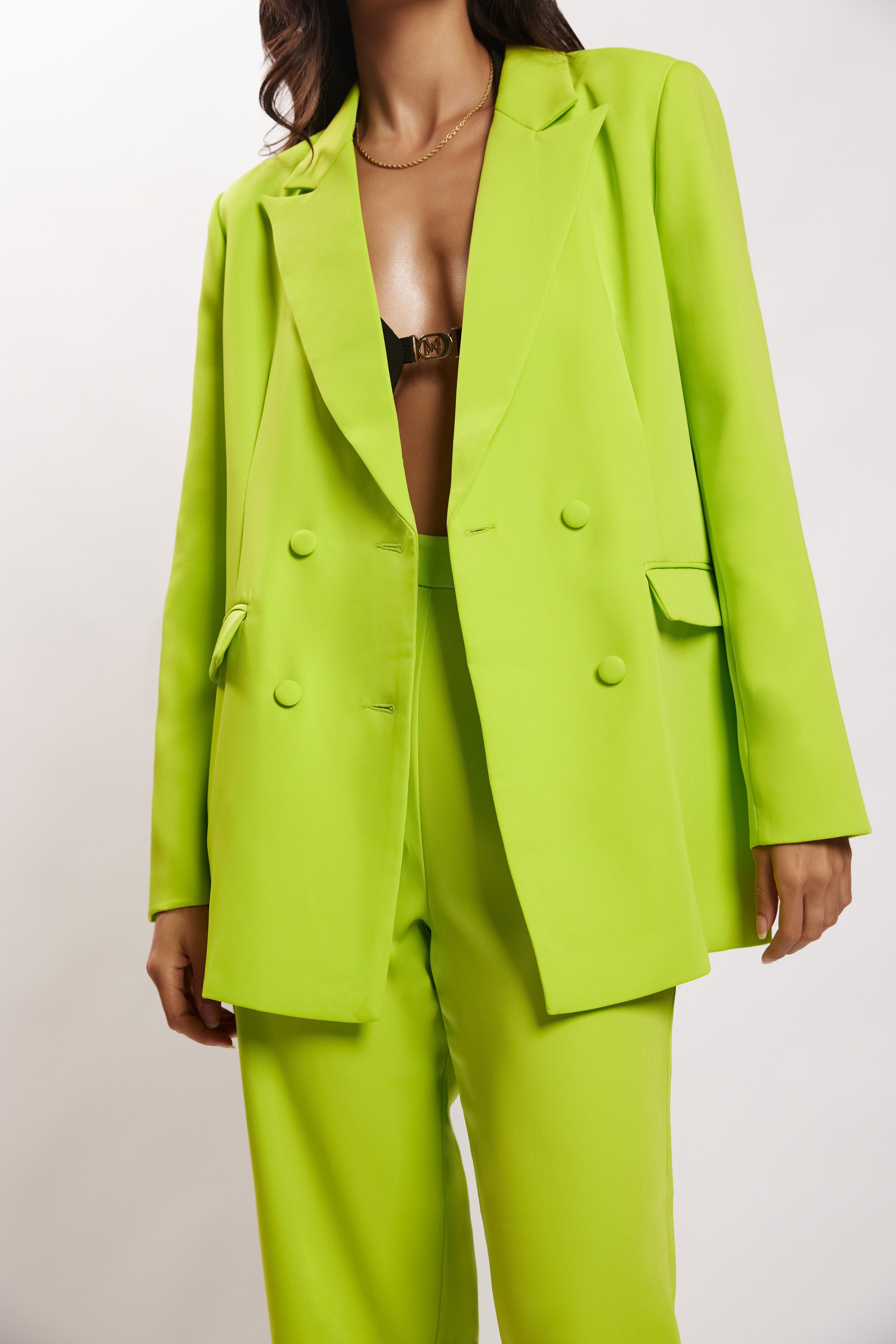 MESHKI Madison Oversized Blazer - Lime Green