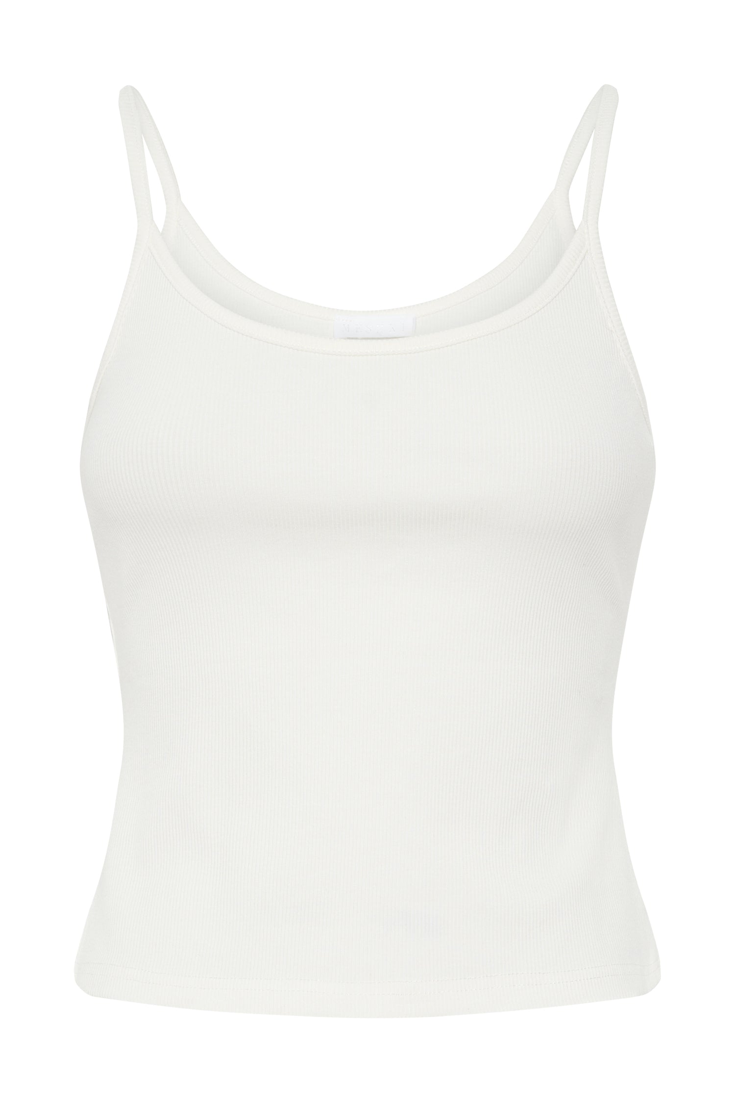 MESHKI Alexis Ribbed Cami Longline Top - White