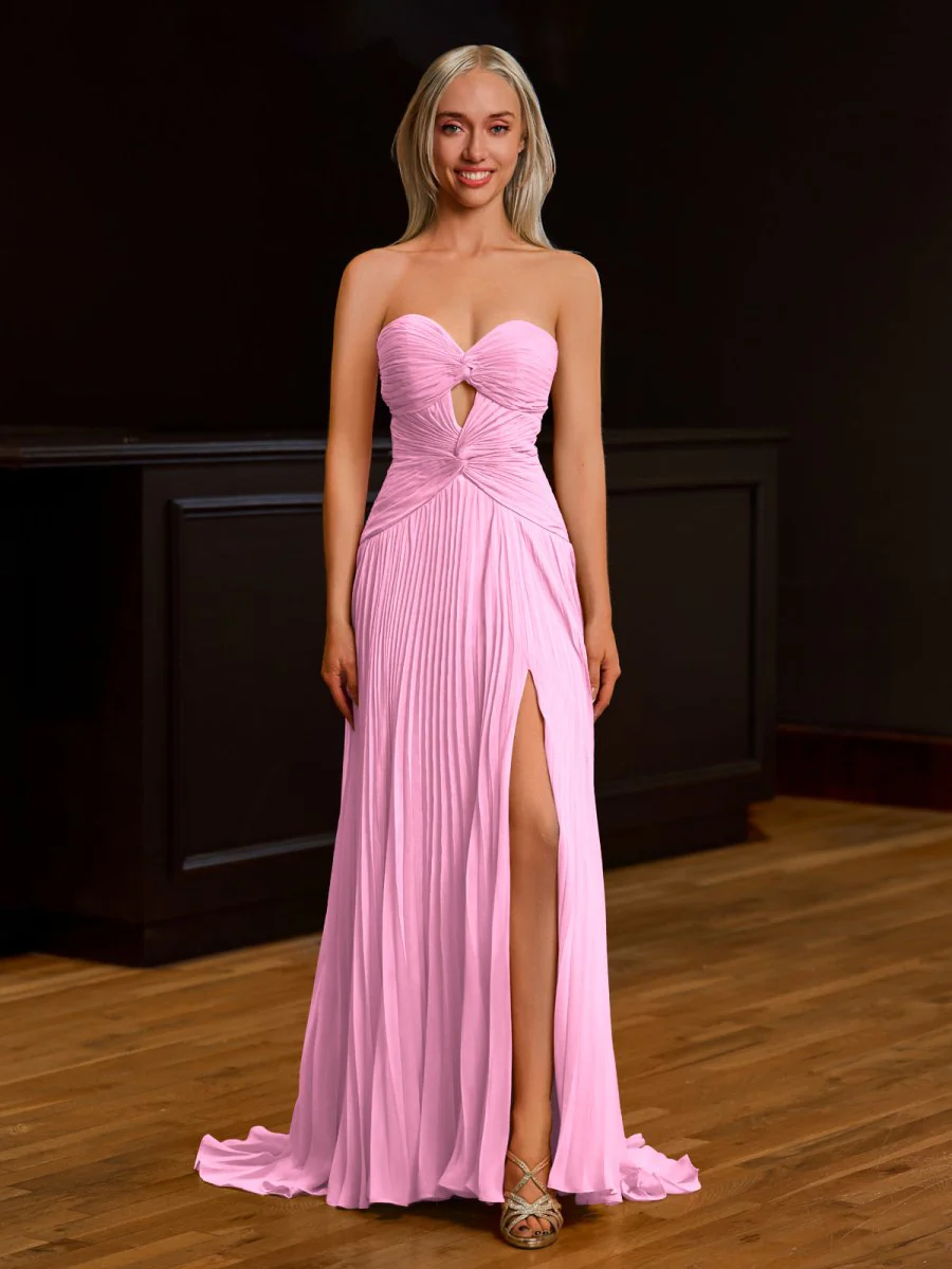Tyrone | Strapless Keyhole Pleated A-Line Prom Dress