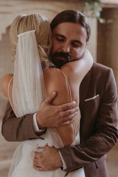 Spaghetti Straps V-neck Simple Beach Wedding Dress