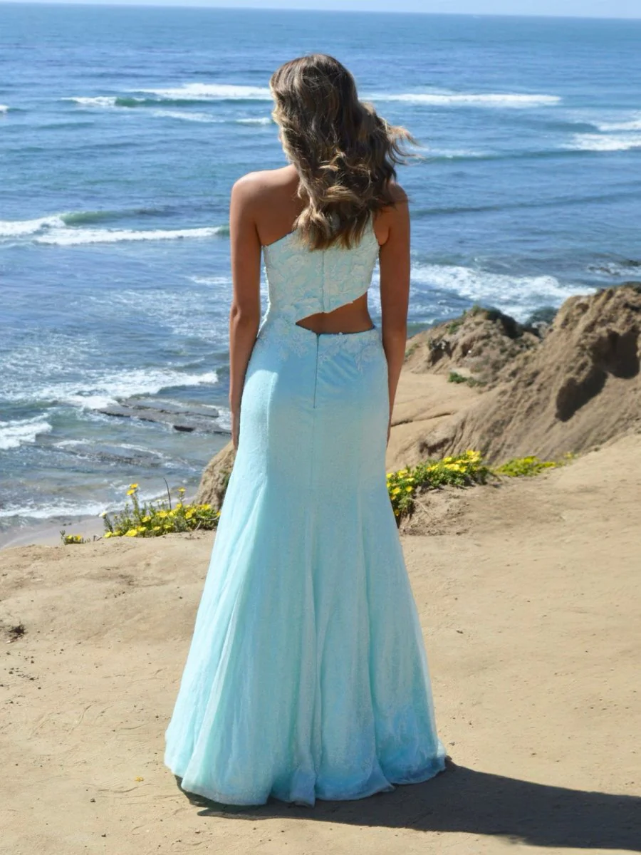 Gracelyn |Sheath One Shoulder Sequins Prom Dress with 3D Appliques