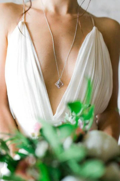 Serafina | A-Line V Neck Straps Spaghetti Sheath Chiffon Wedding Dress