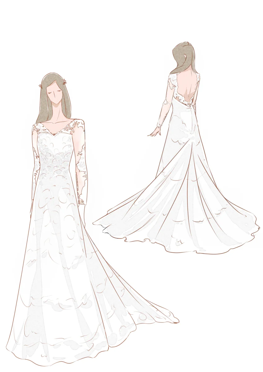 Brilliant Lace Bohemian Deep-V Back Cathedral Train Wedding Dress