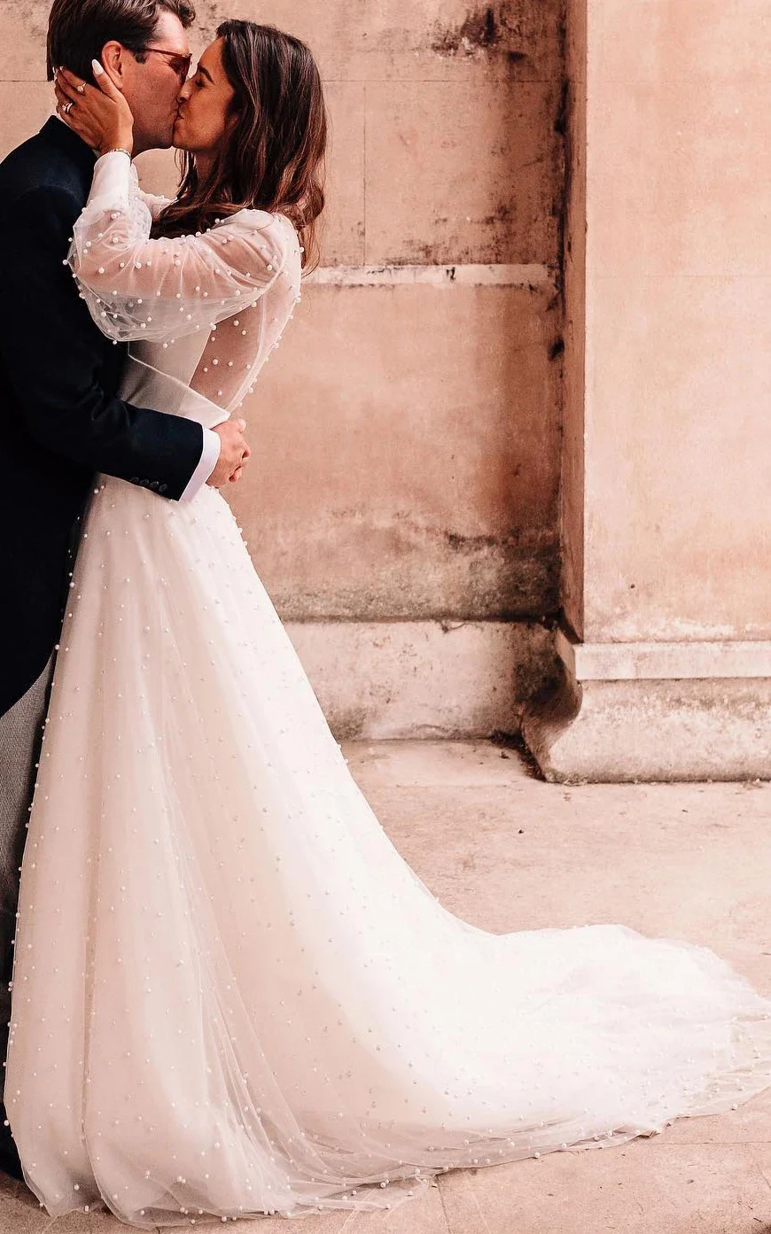 Plunging Neckline A-Line Lace Casual Wedding Dress With Open Back And Beading