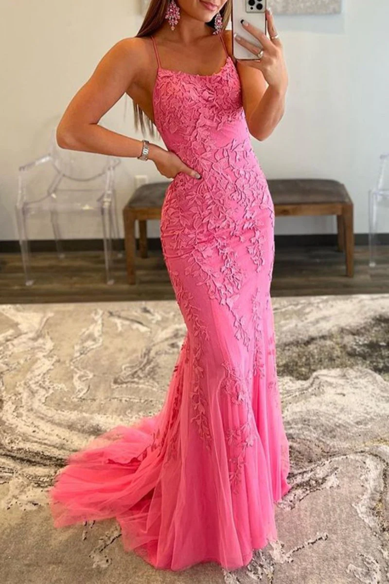 Lucille |Mermaid Spaghetti Straps Lace Prom Dress