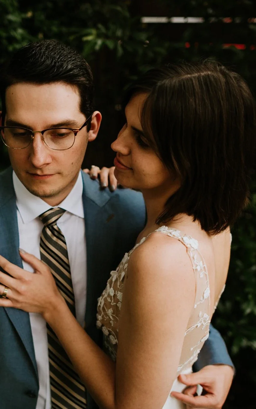 A-Line Satin Simple V-neck Wedding Dress With Low-V Back And Appliques