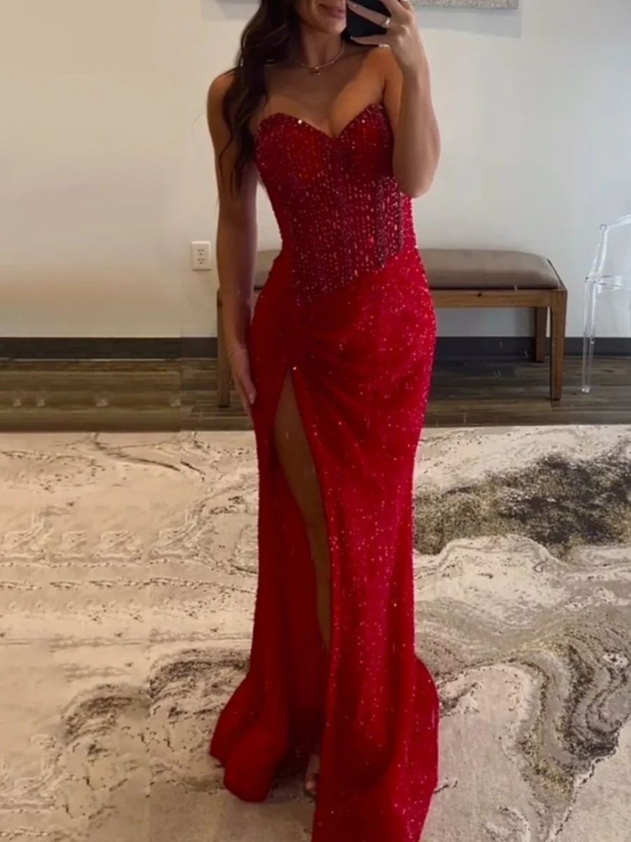 Maci | Sweetheart Sequins Mermaid Prom Dress With Beading