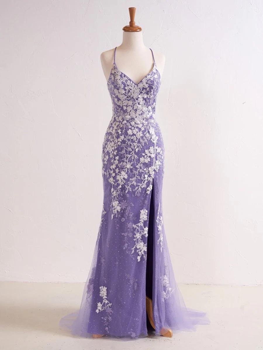 Elizabell | Mermaid V Neck Long Prom Dress with Appliques Beading