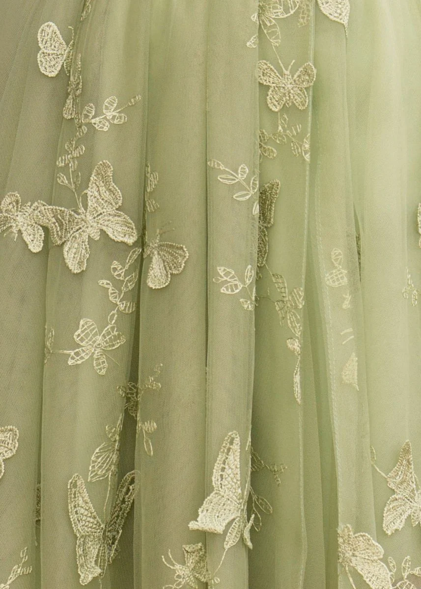 Lydia |A-line Butterfly Lace Lilac Corset Prom Dress with Slit