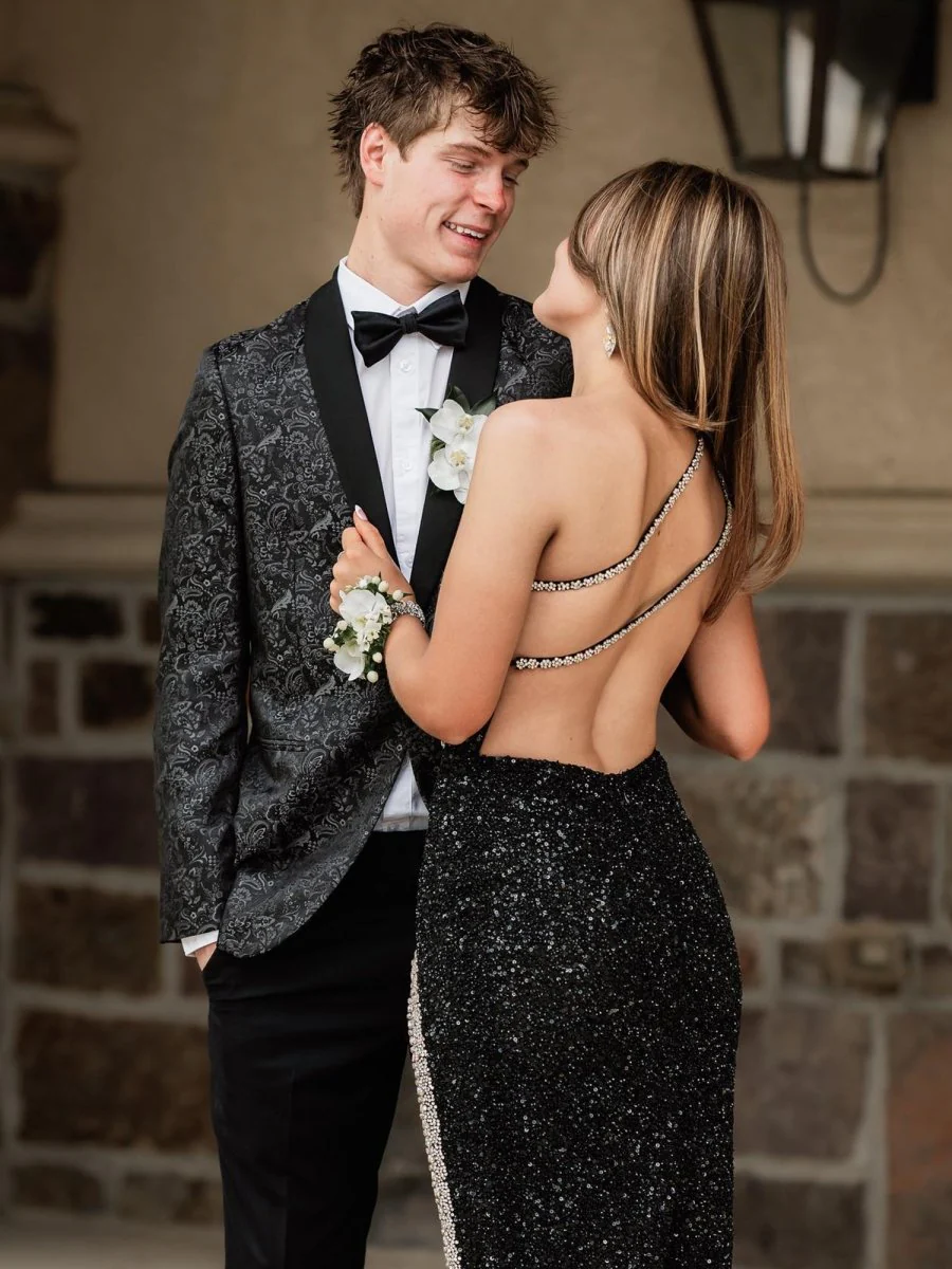 Tove | Orange One Sholder Sequins Mermaid Prom Dresses with Slit