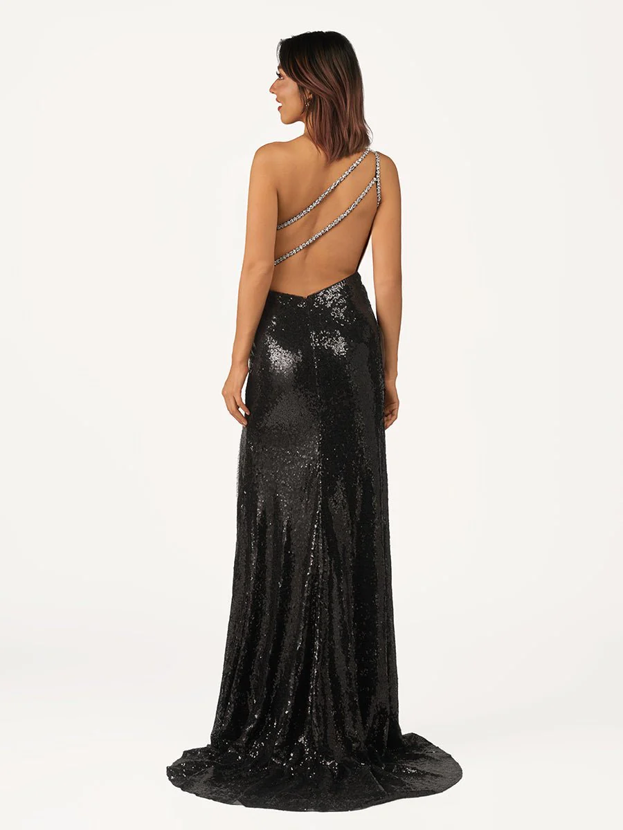 Tove | Orange One Sholder Sequins Mermaid Prom Dresses with Slit