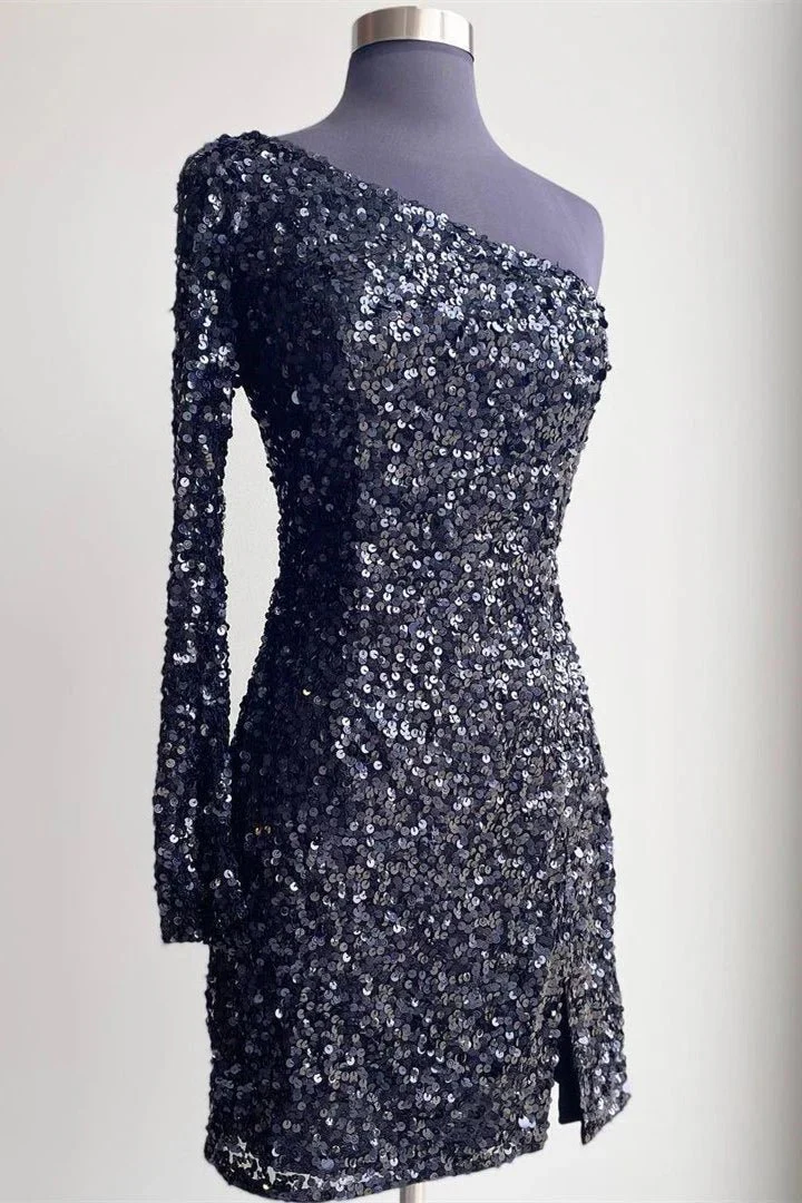 Gwendolyn |Bodycon One-Shoulder Sequins Homecoming Dress