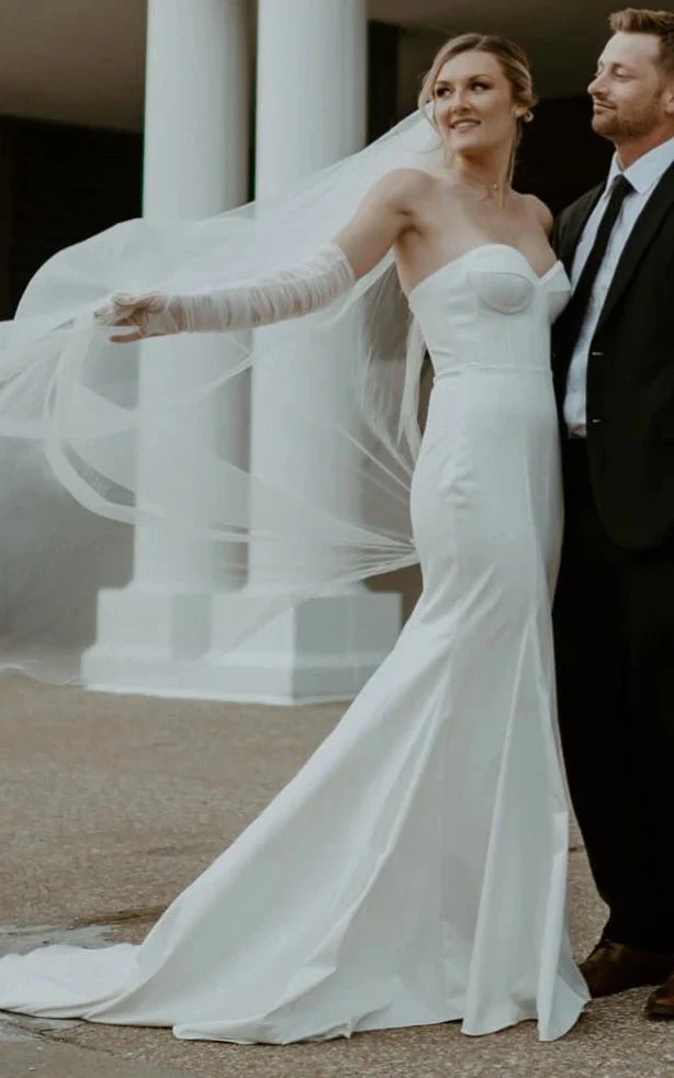 Mermaid Sexy Detachable Straps Elegant Satin Classic Trailing Wedding Dress