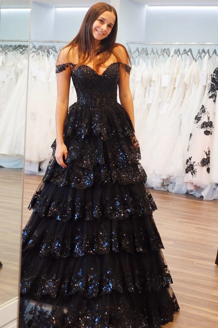 Leona |Princess Off the Shoulder Sequined Lace Prom Dress