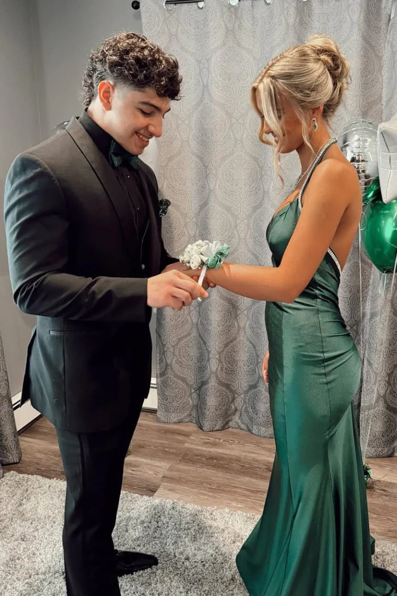 Gorgeous Trumpet Hunter Green Long Formal Dress