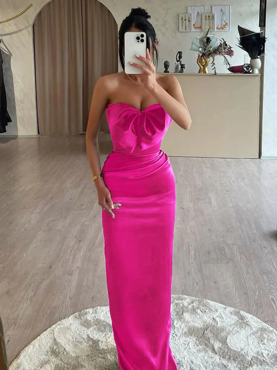 Tory | Mermaid Sweetheart Dark Green Satin Long Prom Dresses with Bow