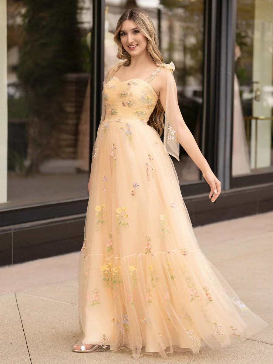 Rowan |A Line Sweetheart Long Prom Dress with Embroidery