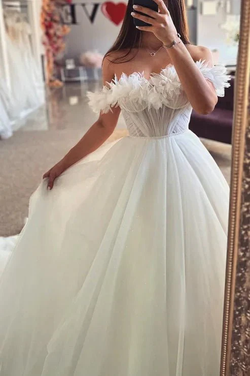 Tulle A-Line Empire Glitter  With Detachable Bolero Wedding Dress