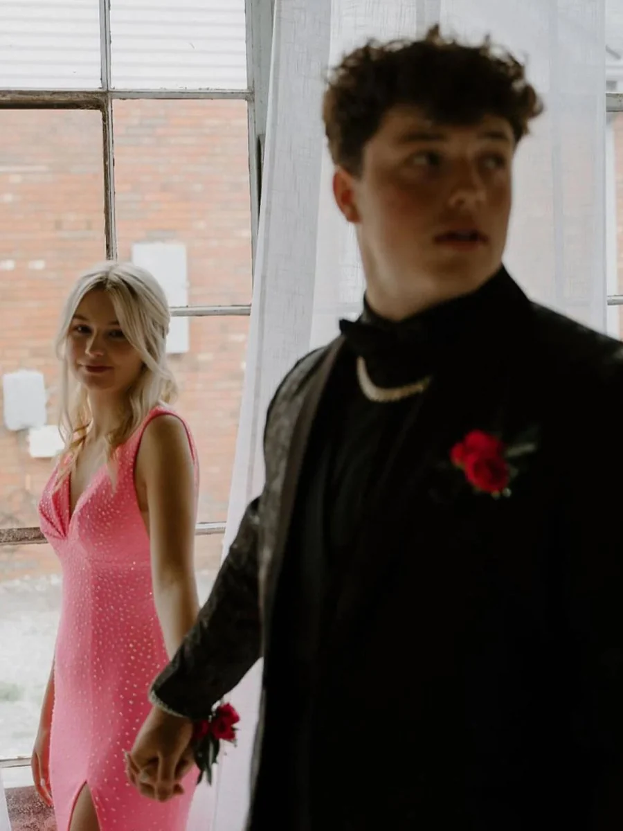 Molly | Mermaid Deep V-Neck Beaded Satin Long Prom Dress