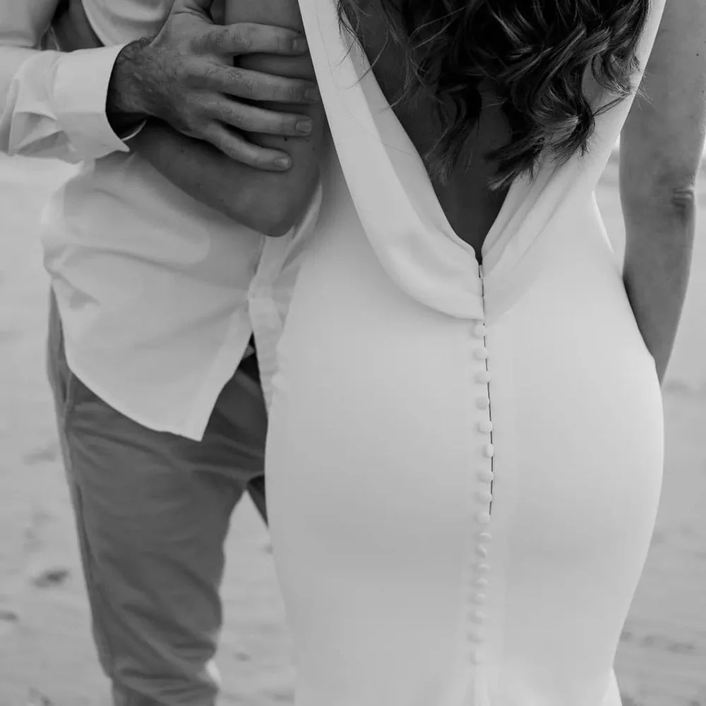 Mermaid Chiffon Detachable Drape Back V-neck Satin Wedding Dresses