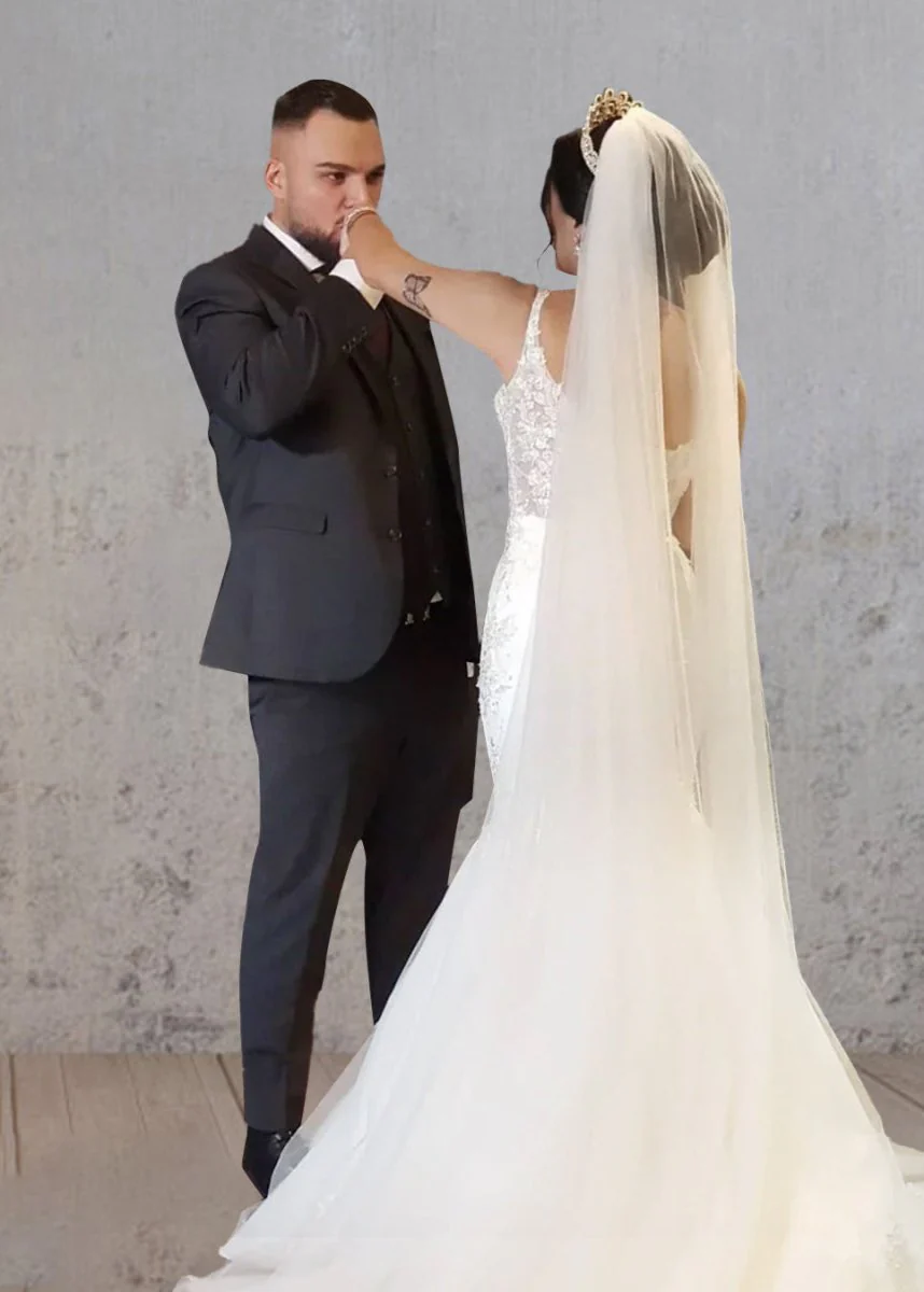 Mermaid Long Mermaid Lace Wedding Dresses Tulle Straps with Appliques