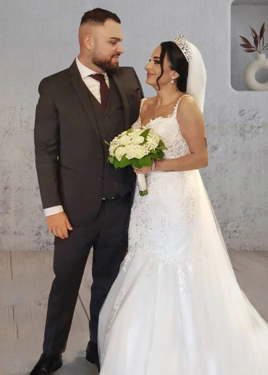 Mermaid Long Mermaid Lace Wedding Dresses Tulle Straps with Appliques