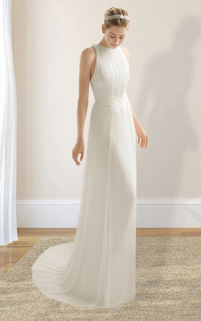 Sheath Halter Chiffon Plaited Dress With Special Back Design