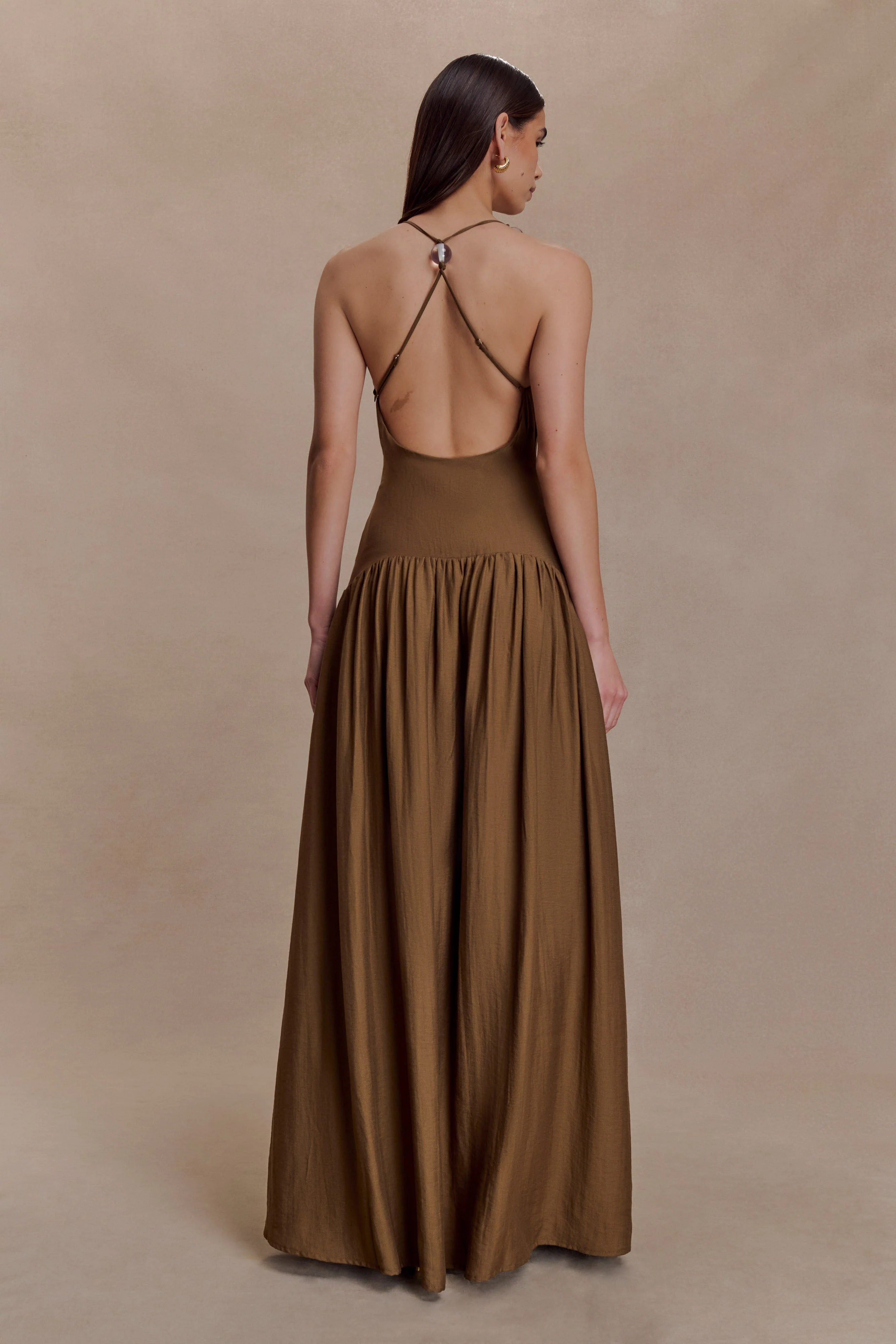 Darling Linen Maxi Dress - Chocolate