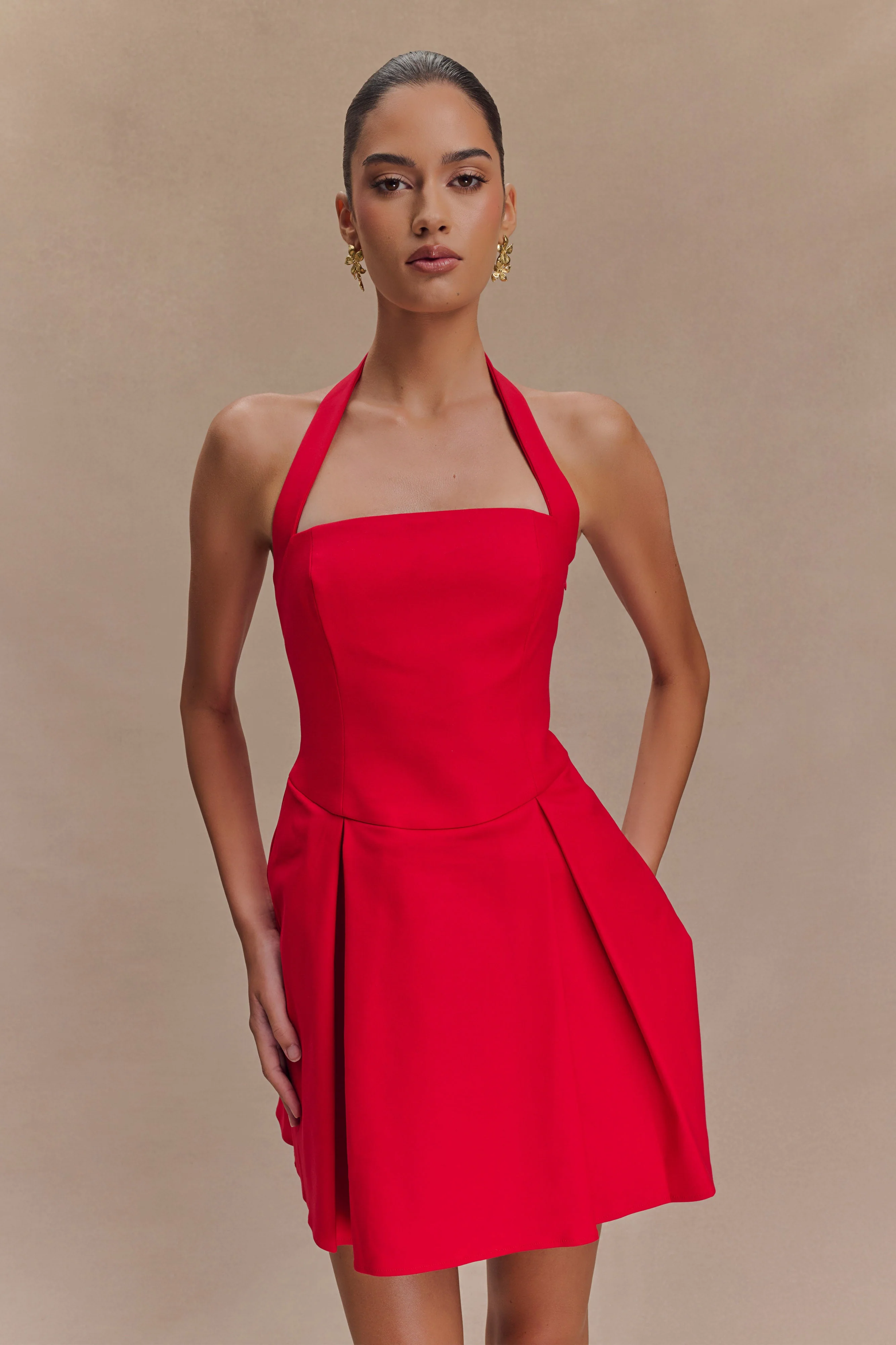 Julia Halter Mini Dress - Red