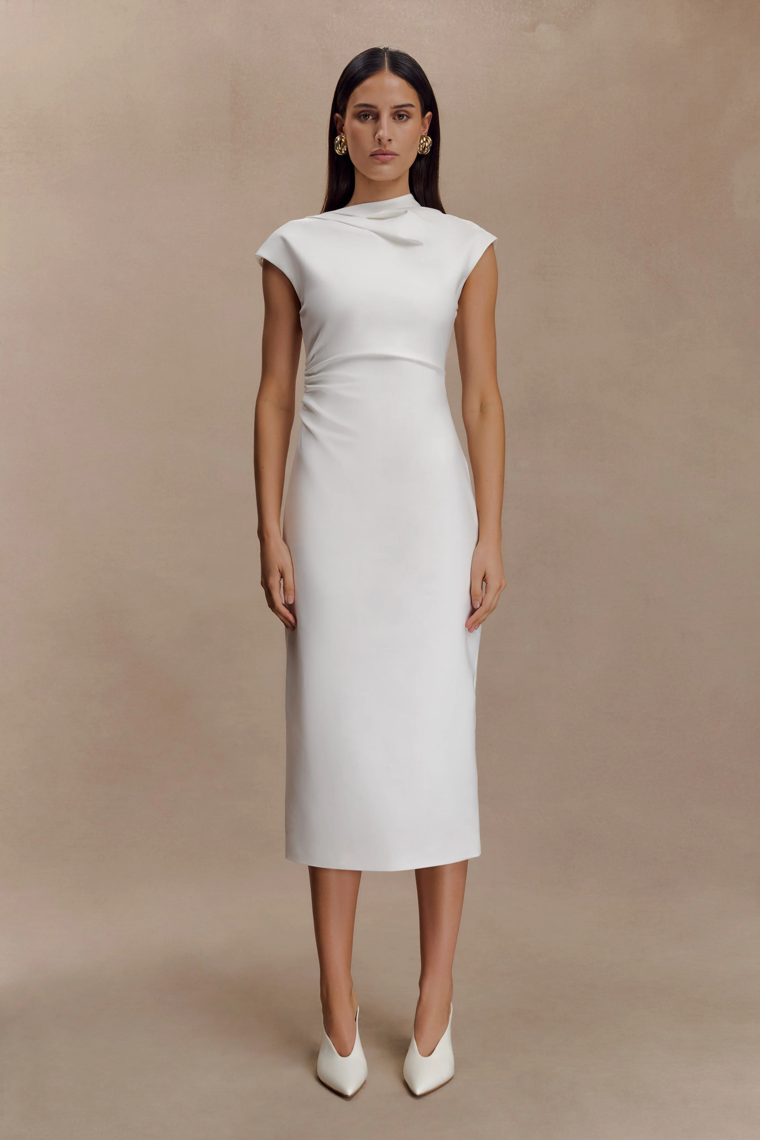 Lorena Cotton Midi Dress - White