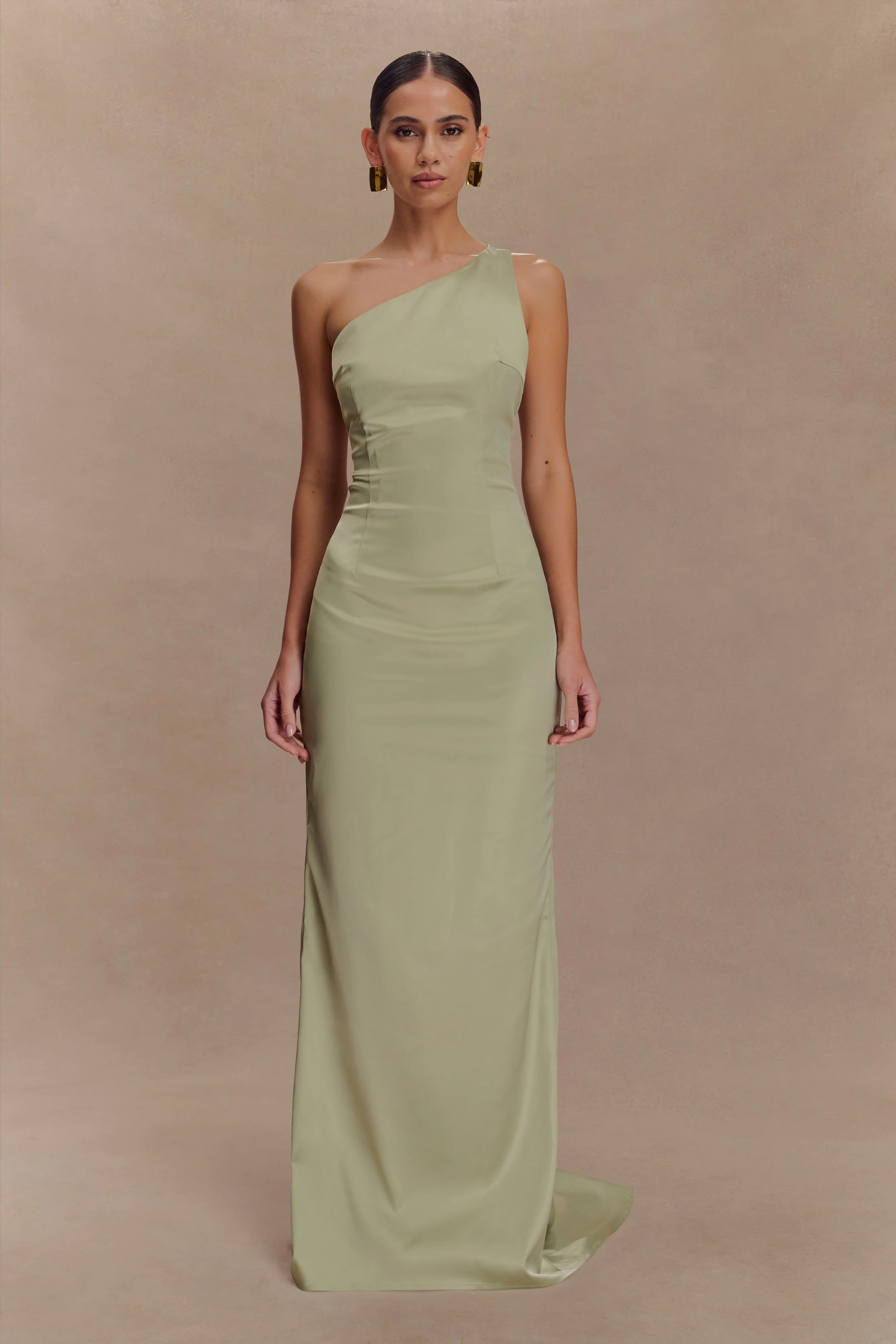 Harper One Shoulder Gown - Sage