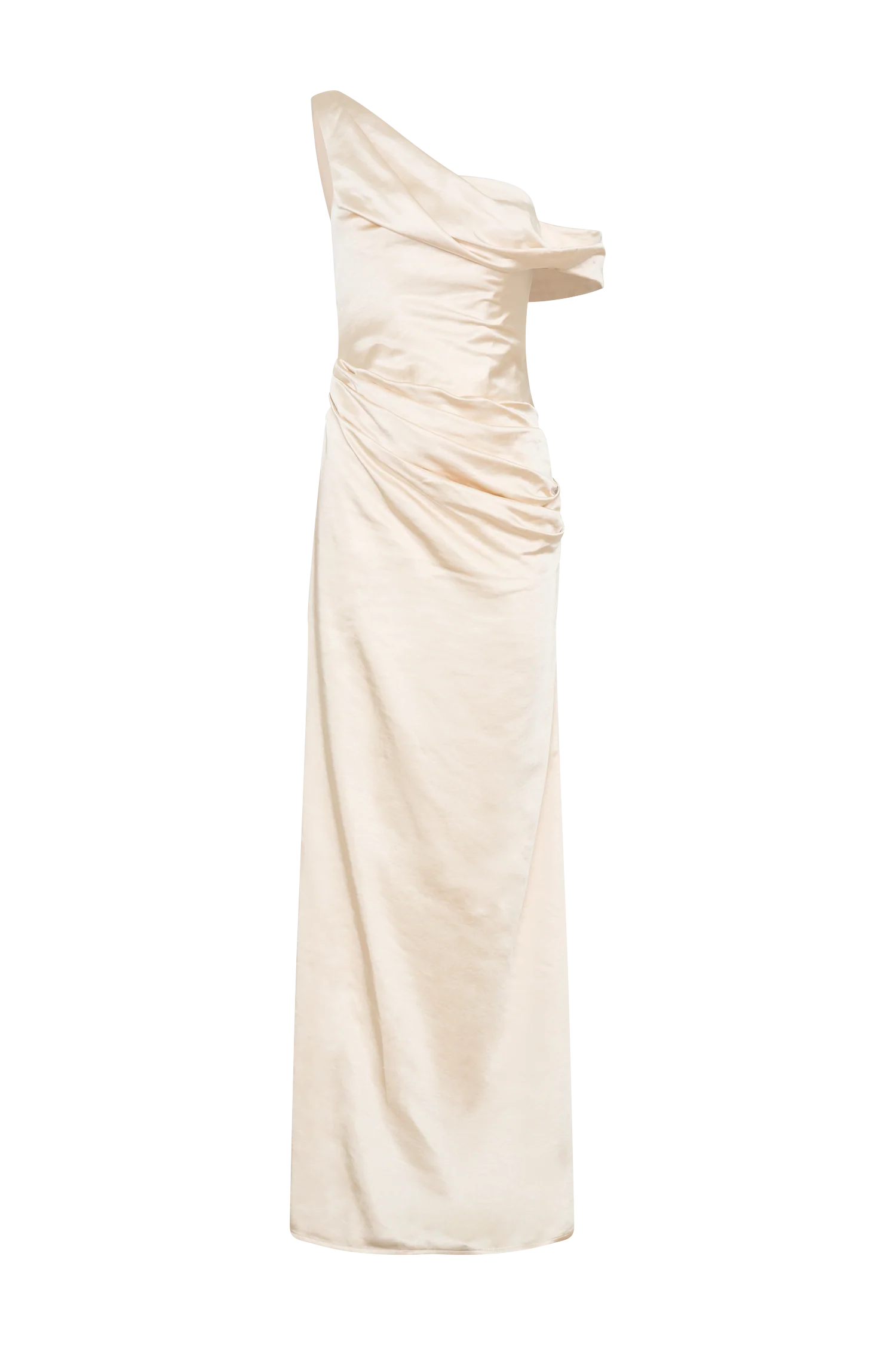Dalia Off Shoulder Satin Maxi Dress - Blush Gold