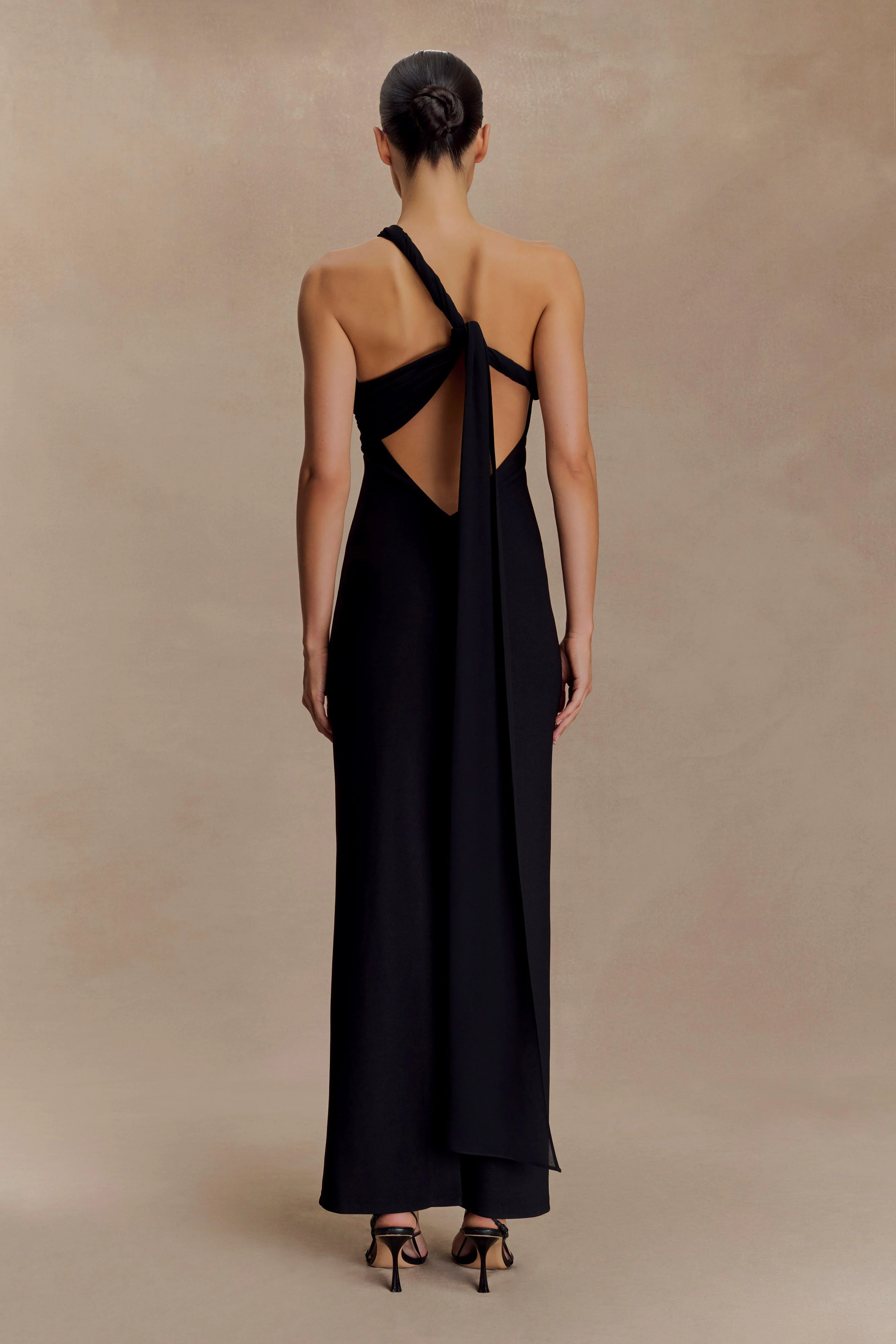 Philippa Knotted Crepe Maxi Dress - Black