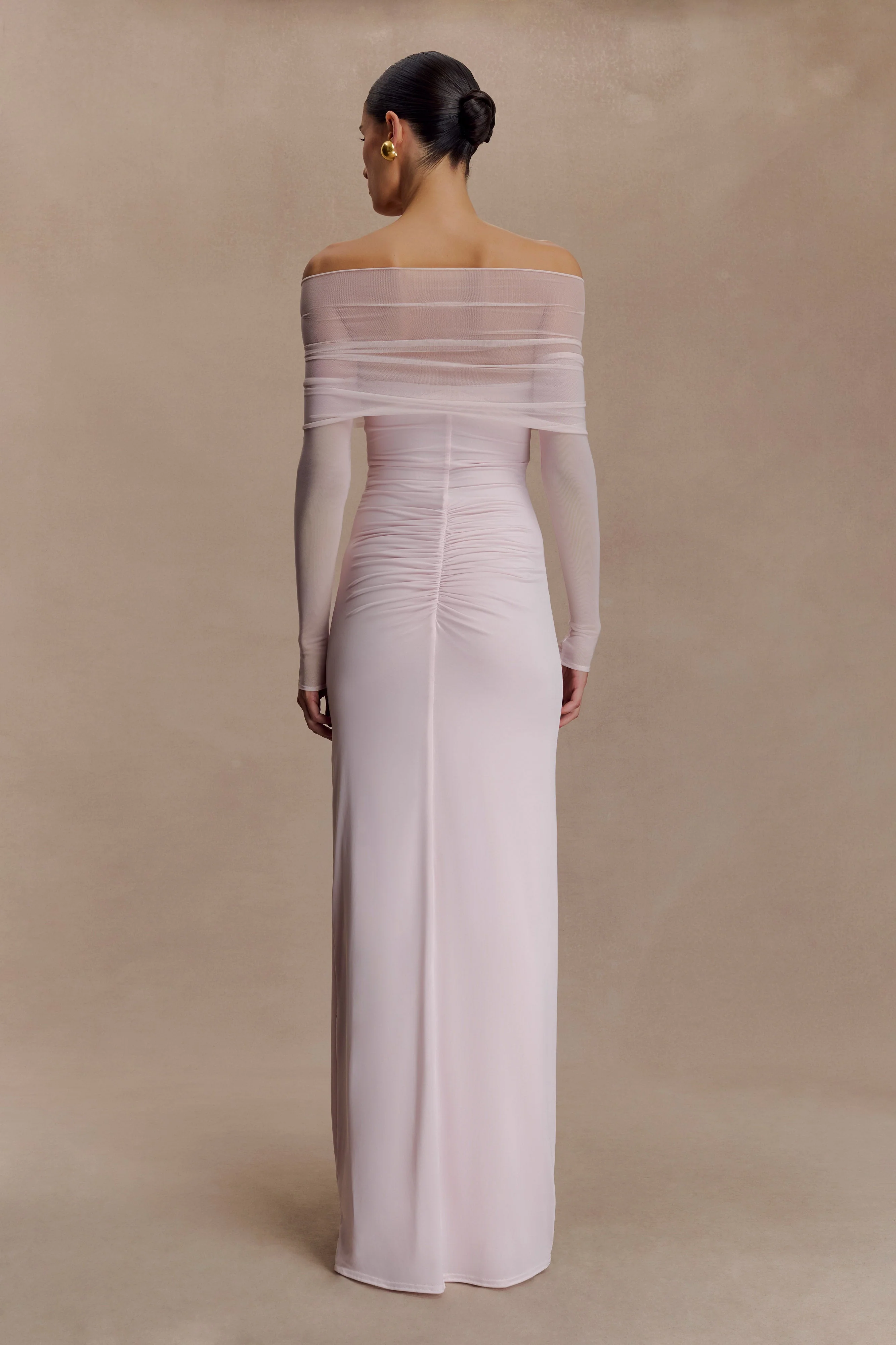 Rafaella Slinky And Mesh Maxi Dress - Pale Pink