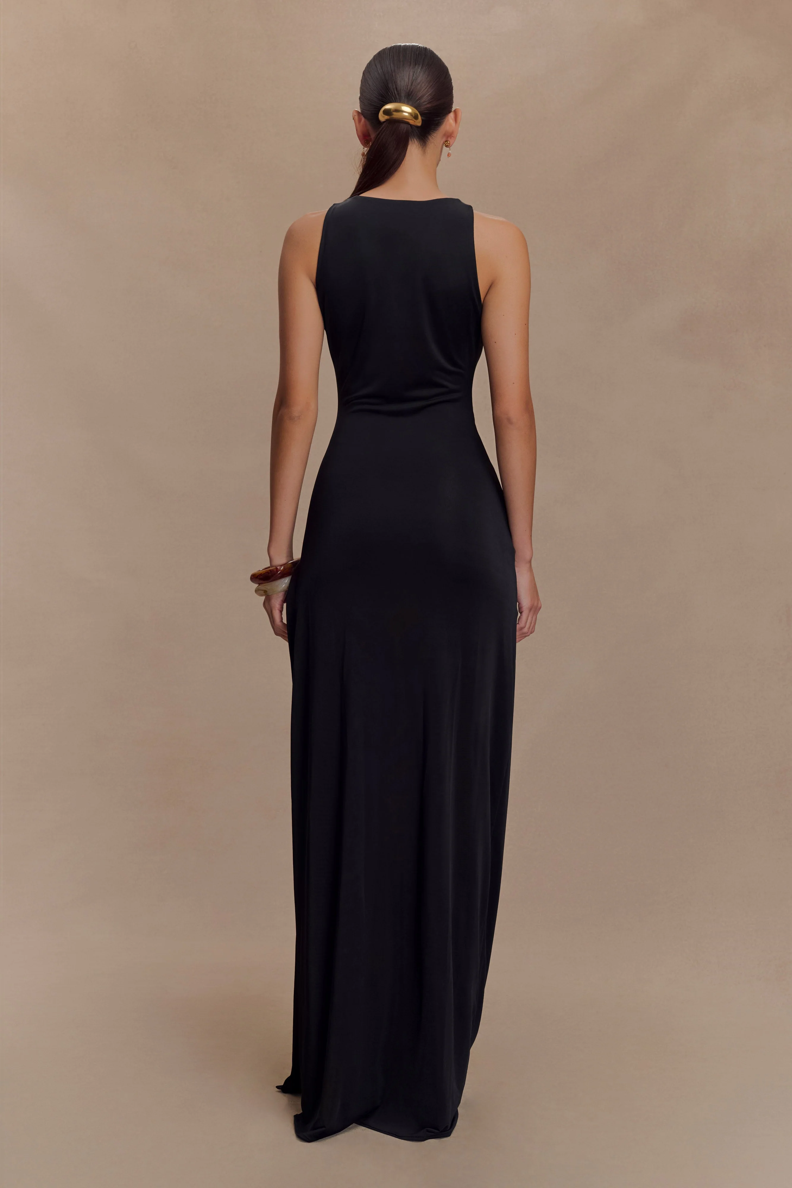 Kaiden Slinky Beaded Maxi Dress - Black