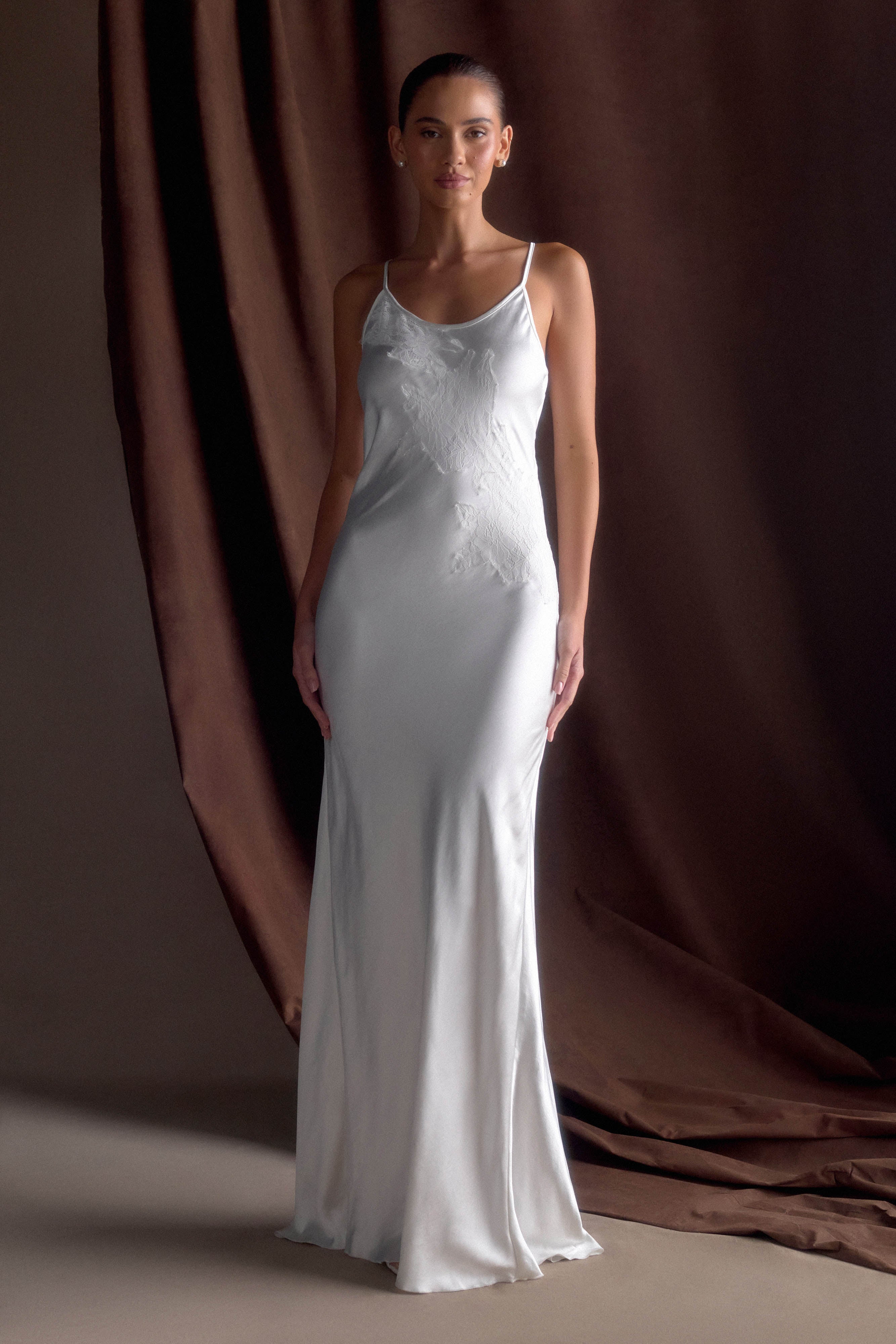 Saylor Satin Slip Maxi Dress - Ivory