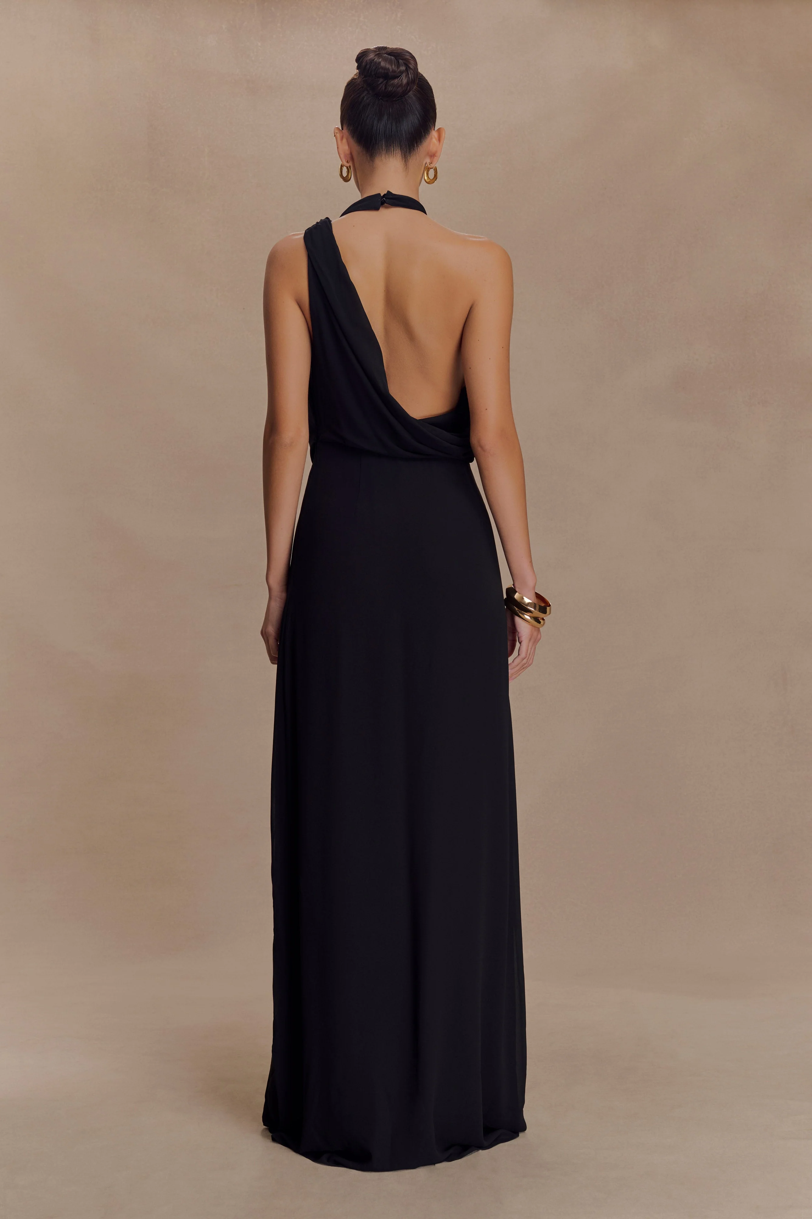 Galia Cowl Neck Maxi Dress - Black