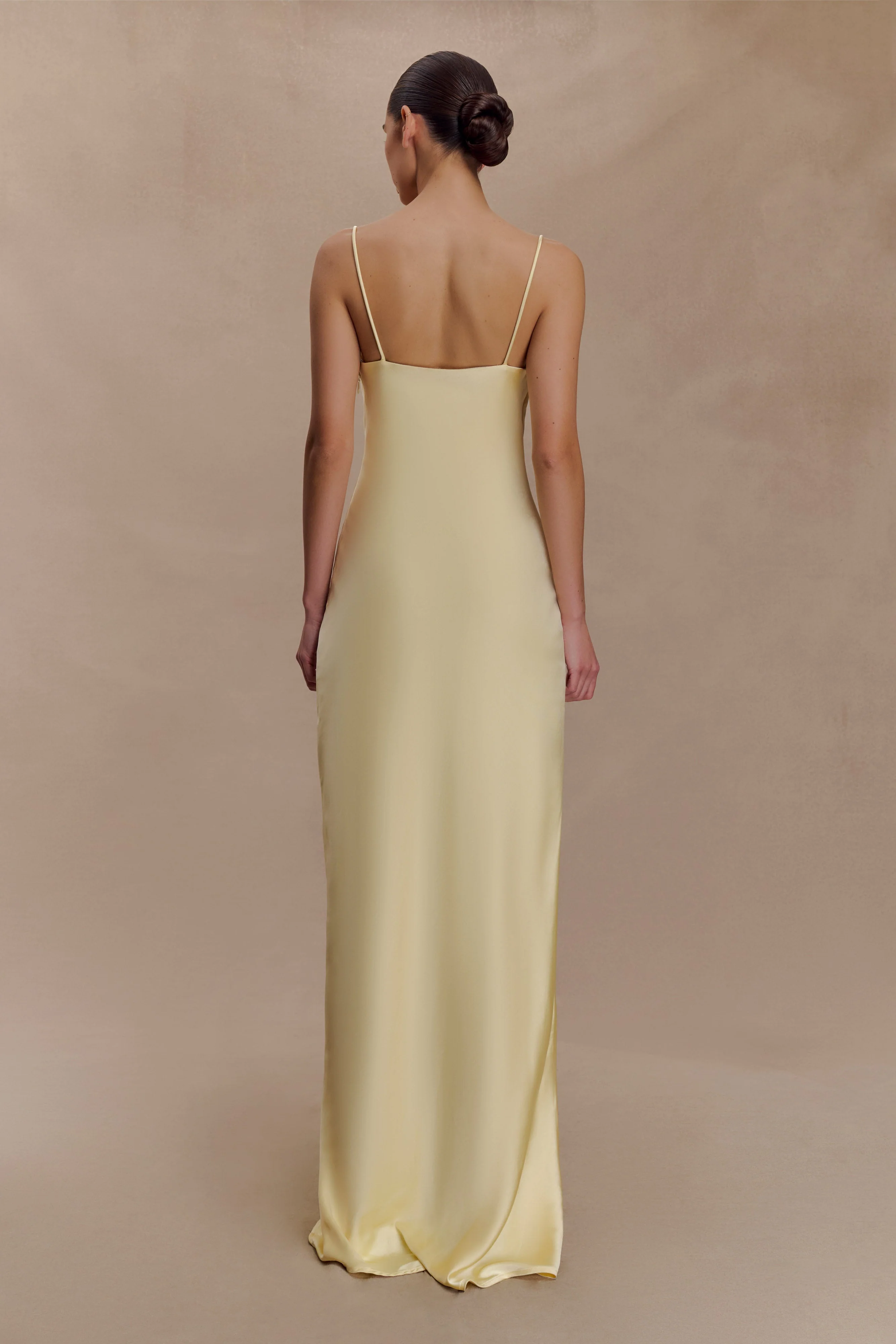 Isadora Lace & Satin Maxi Dress - Lemon