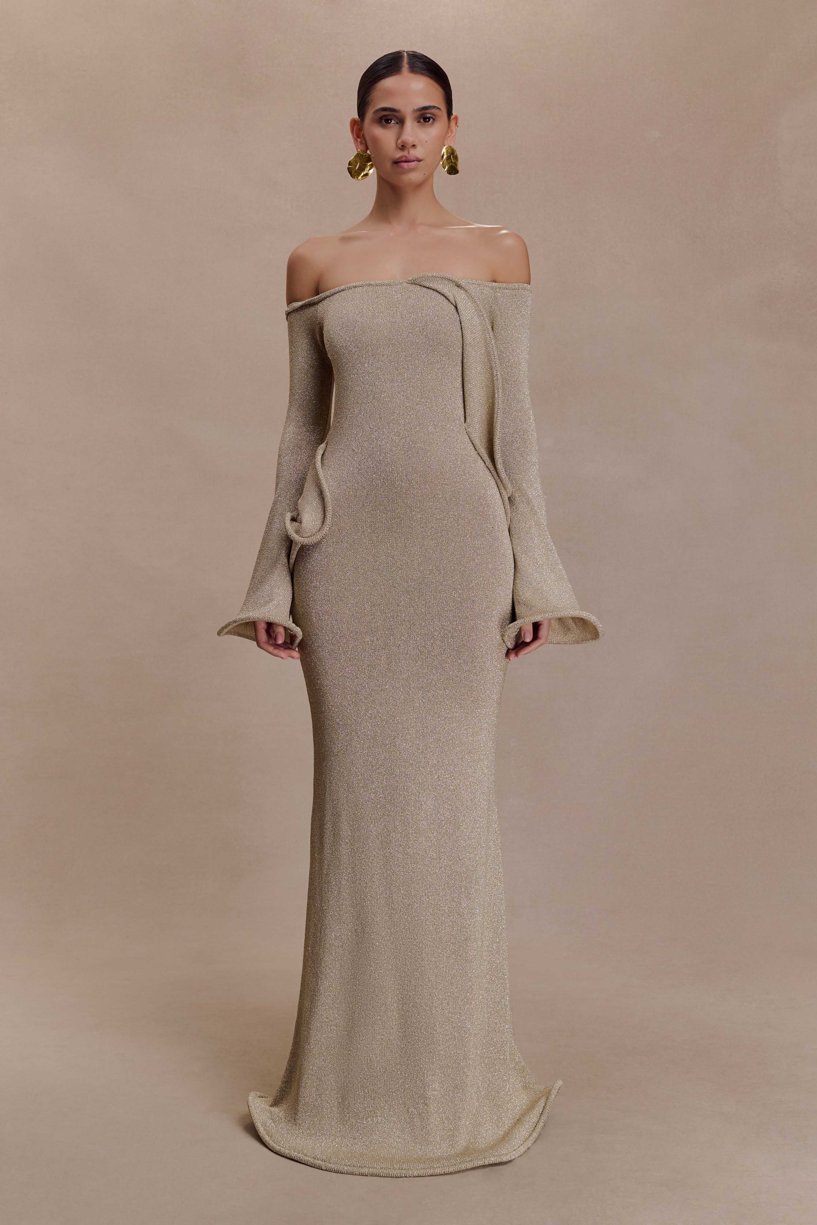 Sandrine Lurex Knit Maxi Dress - Gold