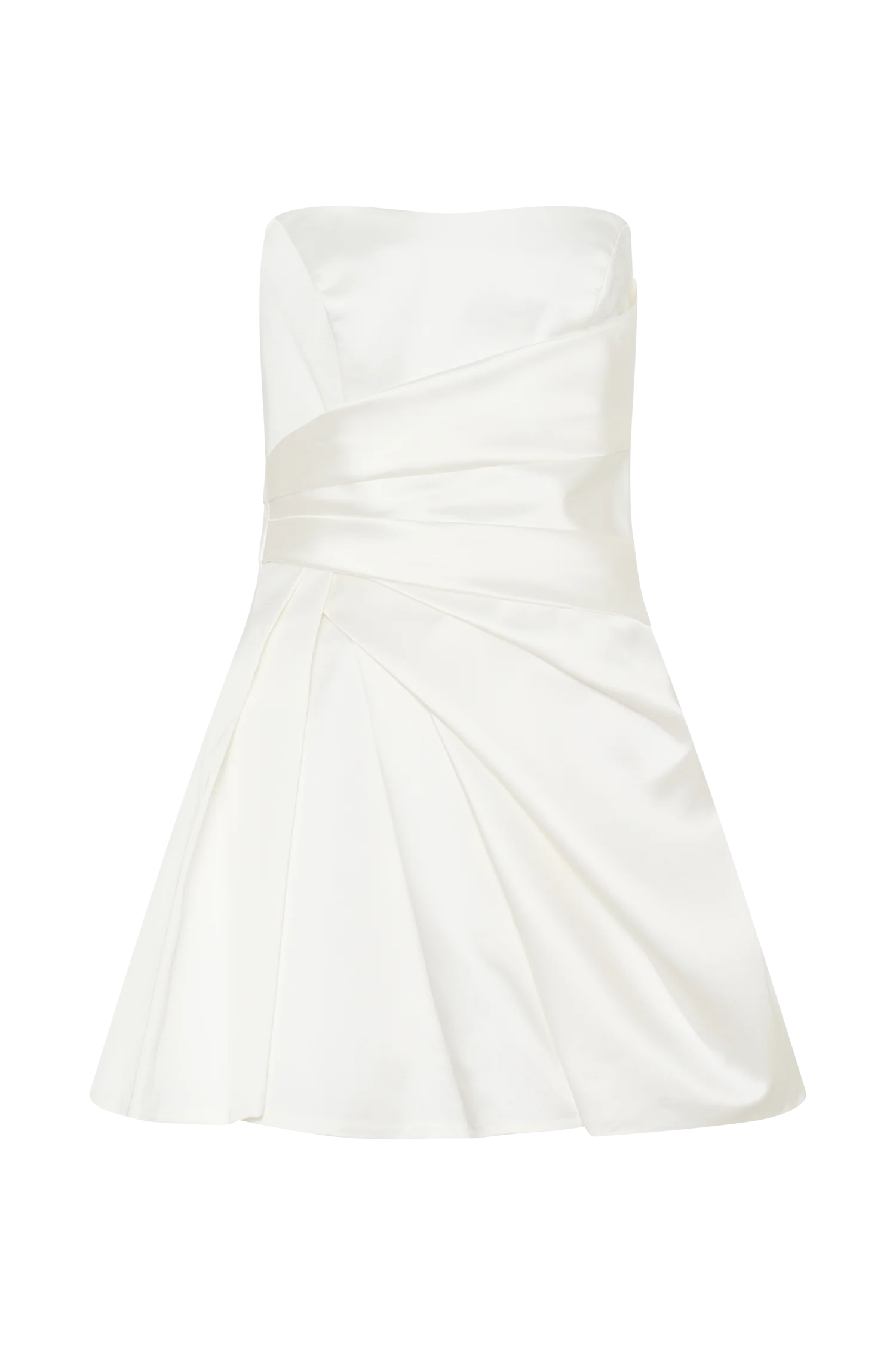 Lora Strapless Satin Mini Dress - White