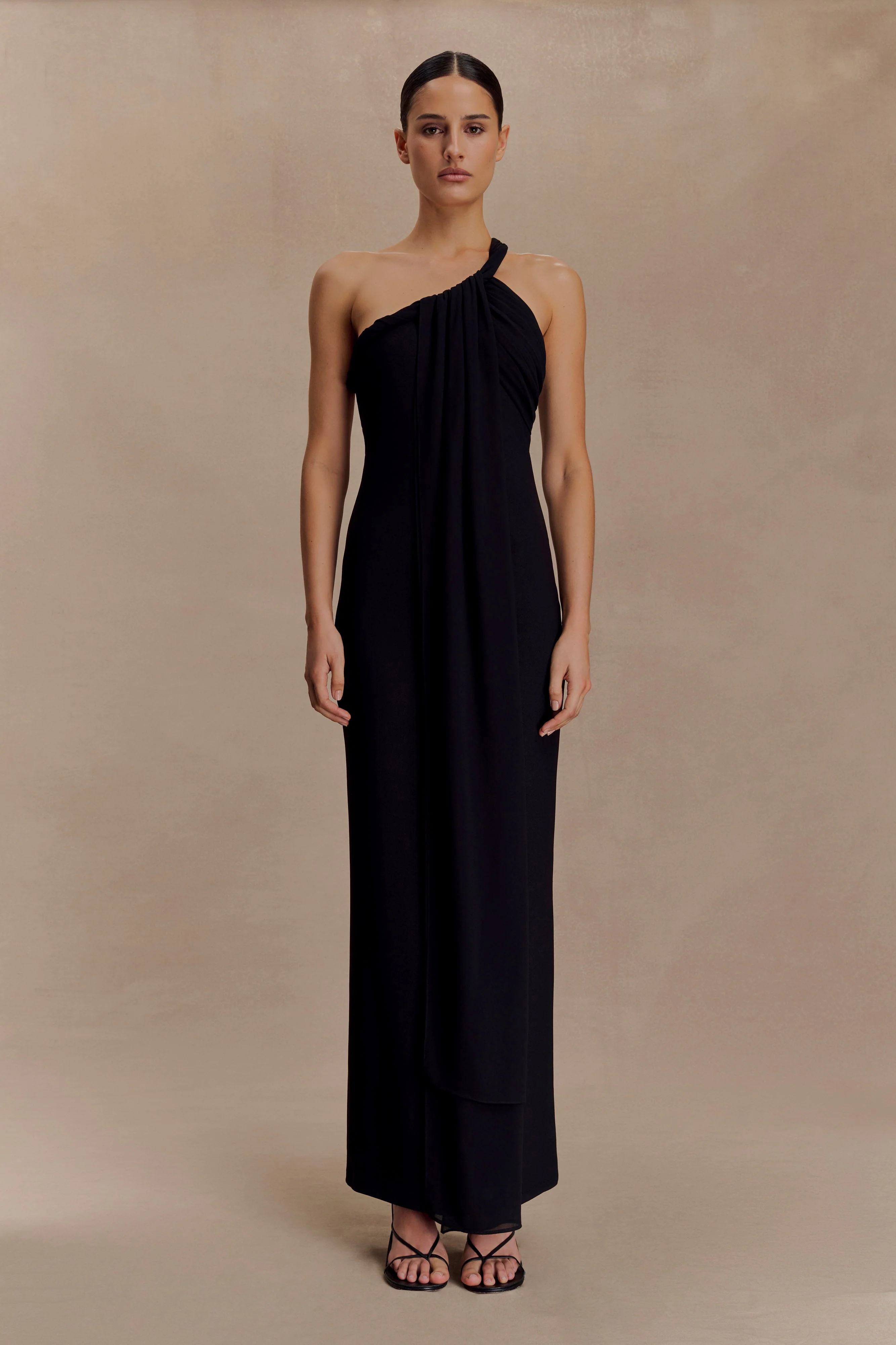 Philippa Knotted Crepe Maxi Dress - Black