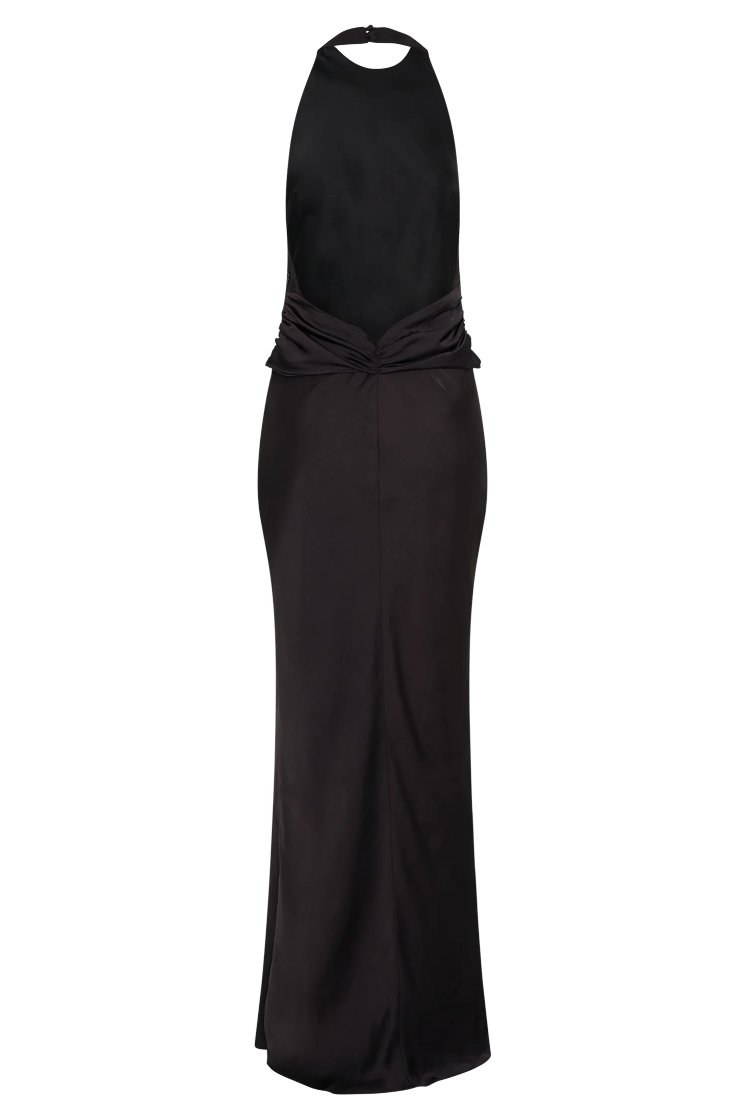 Rinna Satin Halter Maxi Dress - Black