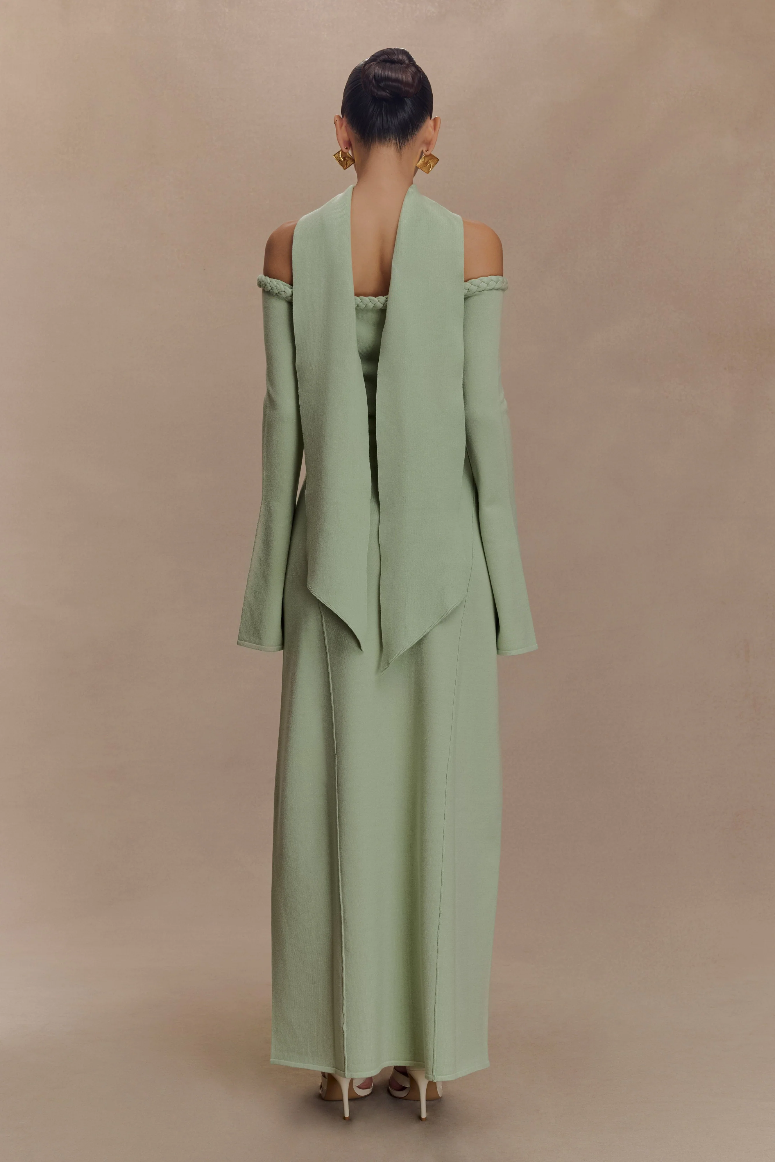 Heidi Strapless Knit Scarf Maxi Dress - Pastel Green