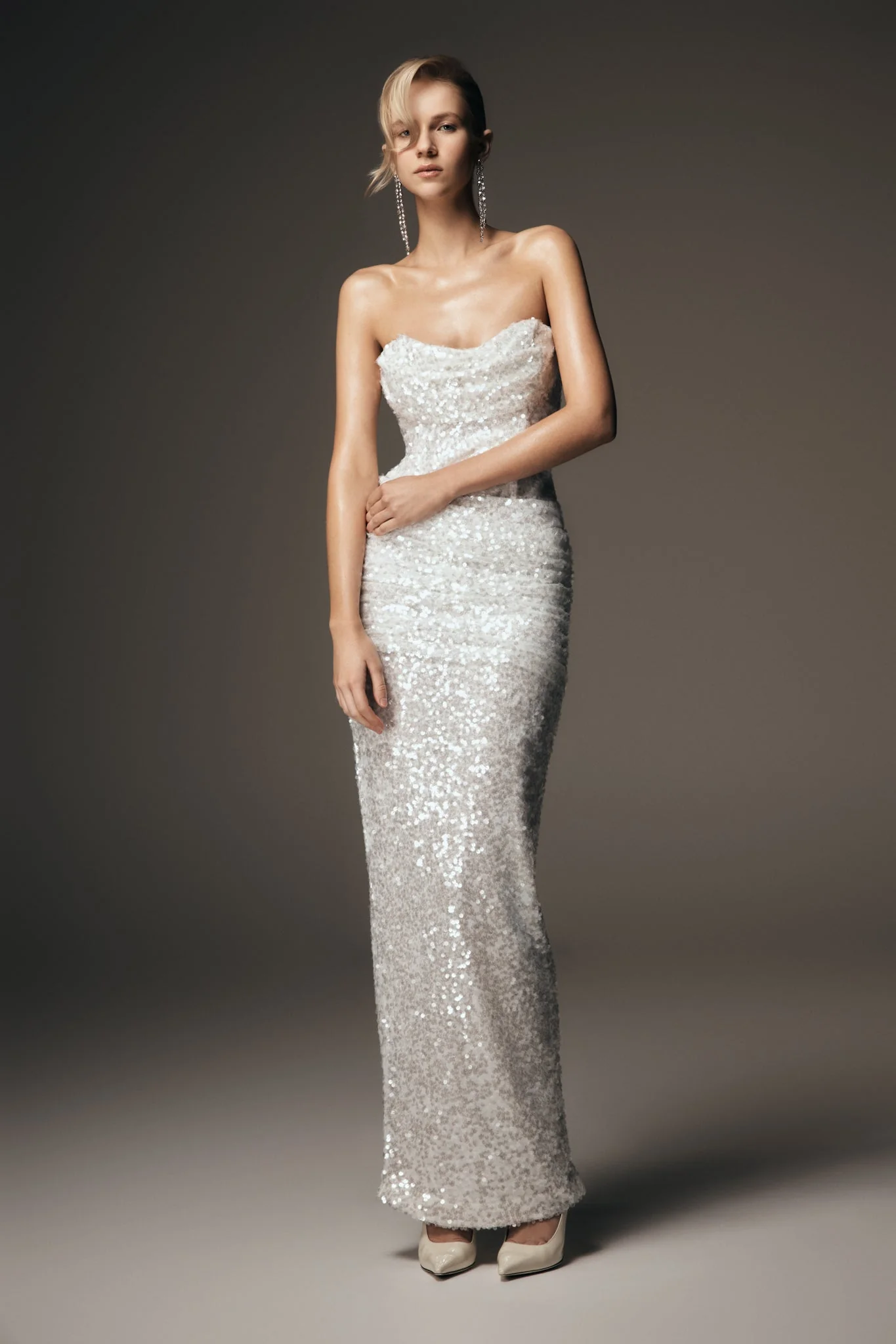 Nala Strapless Sequin Maxi Dress - Ivory