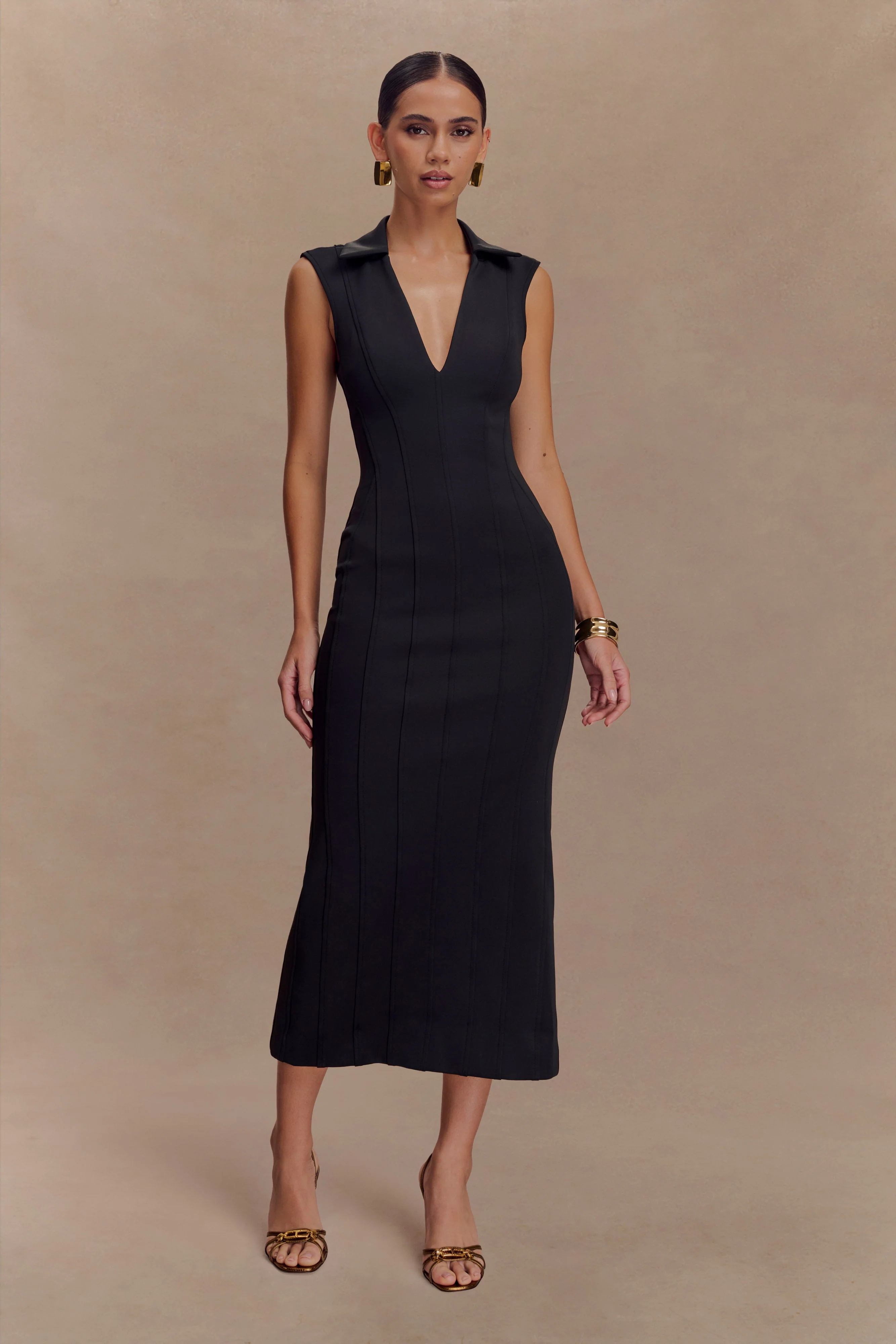 Keagan Sleeveless Midi Dress - Black