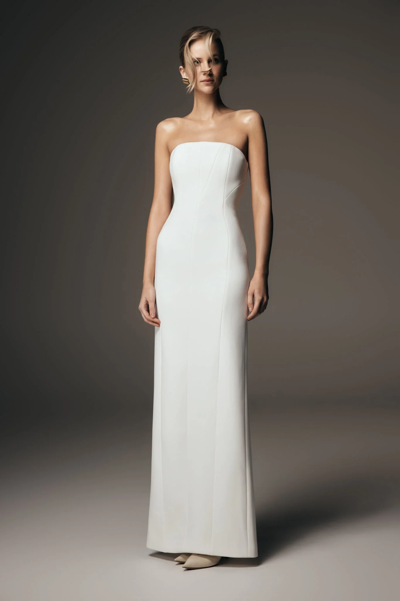 Kalila Strapless Crepe Maxi Dress - White